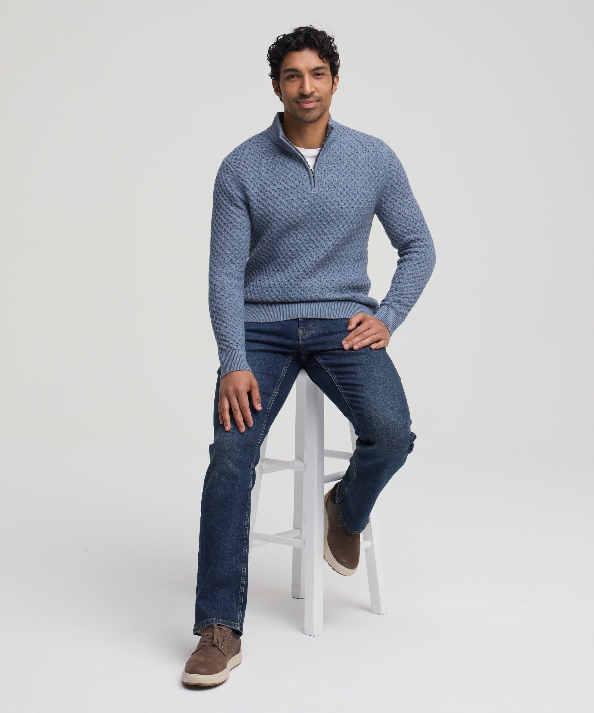 Denver Hayes Men's Knit 1/4 Zip Mockneck Sweater