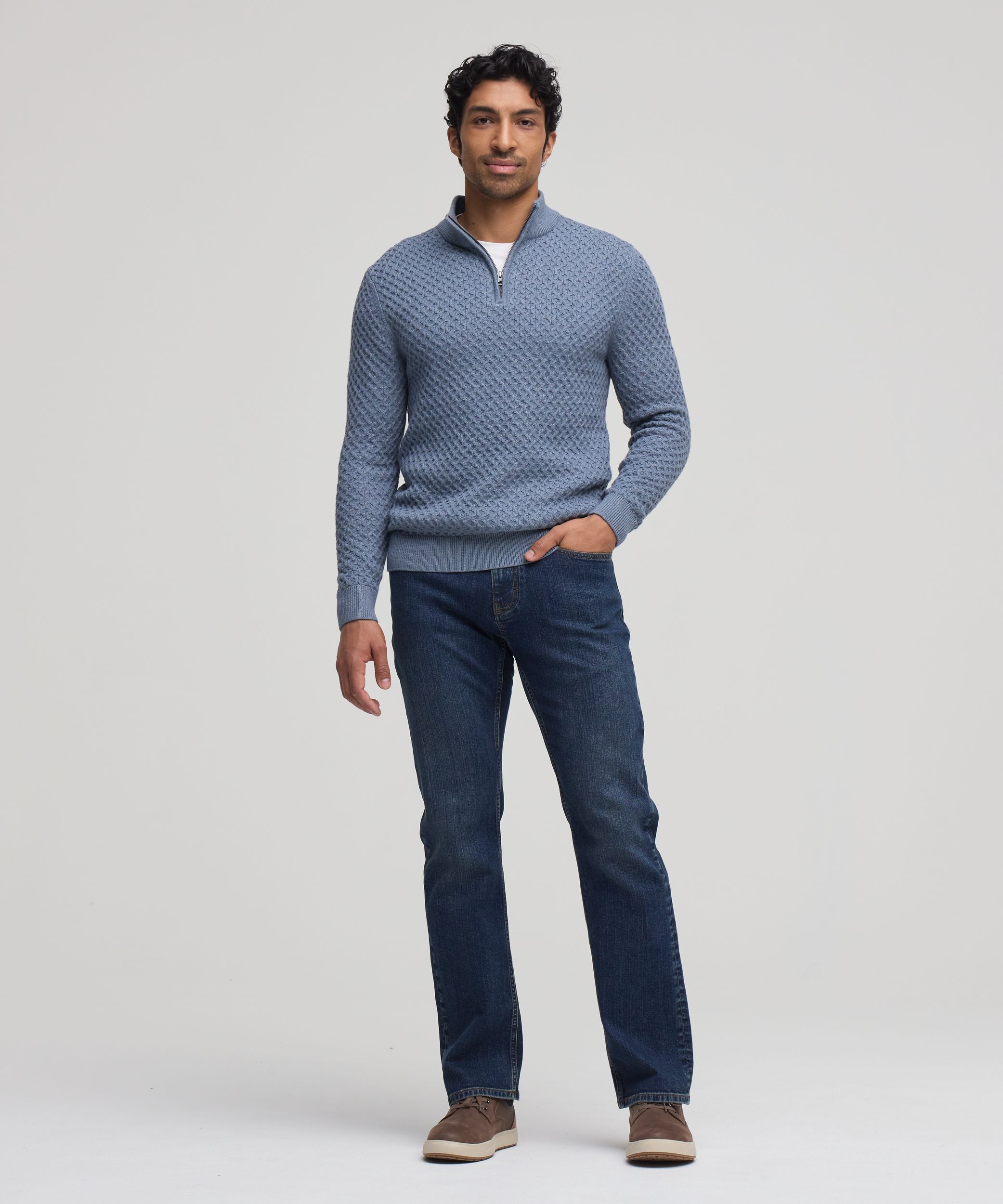 Denver Hayes Men's Knit 1/4 Zip Mockneck Sweater