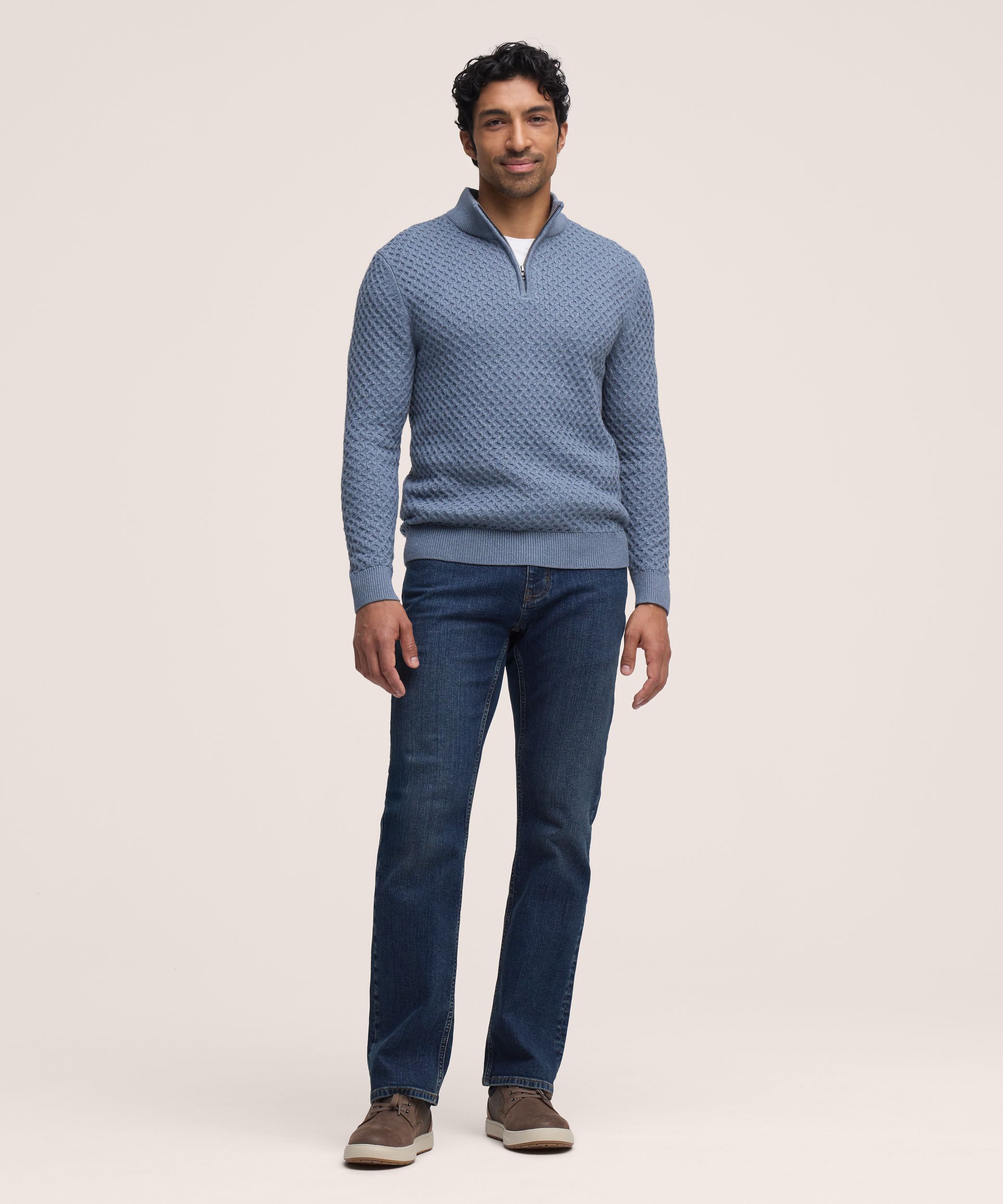 Denver Hayes Men's Knit 1/4 Zip Mockneck Sweater