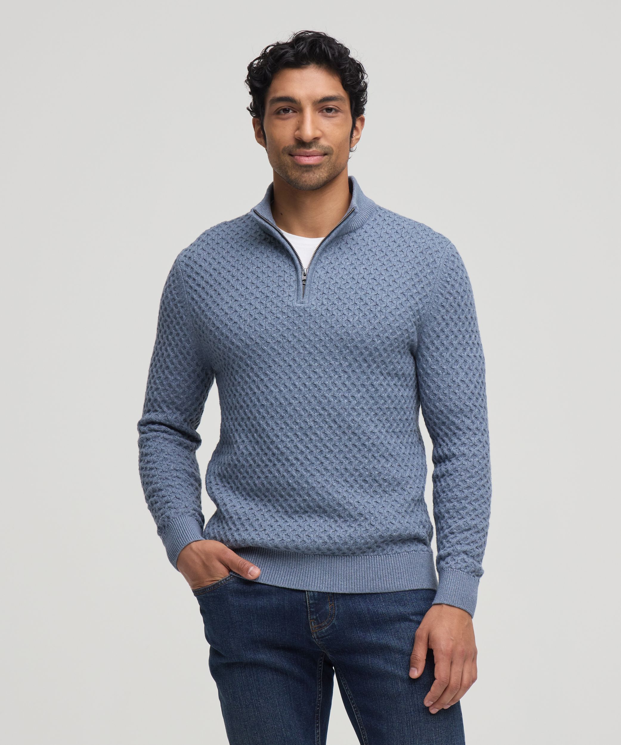 Denver Hayes Men's Knit 1/4 Zip Mockneck Sweater