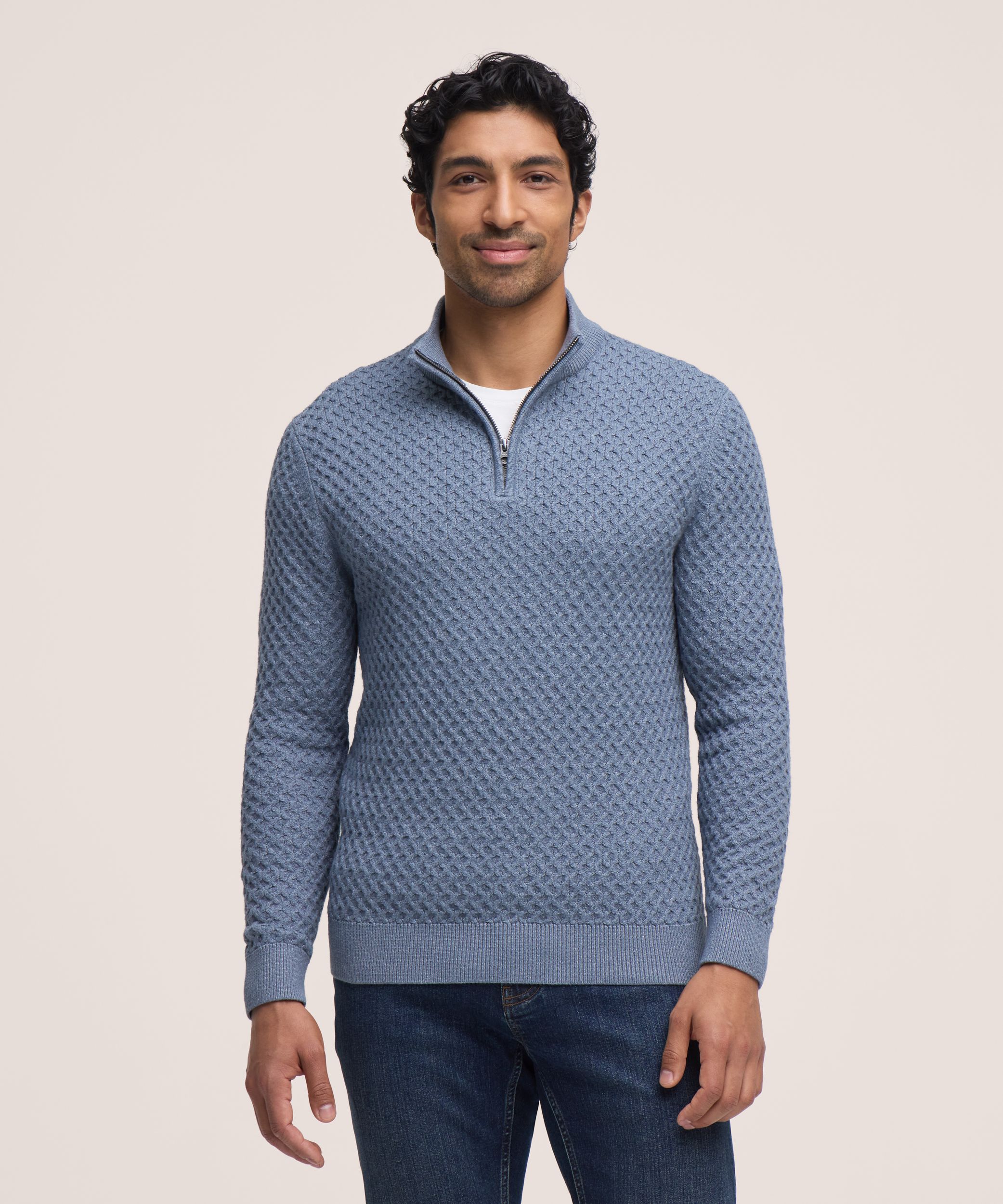 Denver Hayes Men's Knit 1/4 Zip Mockneck Sweater