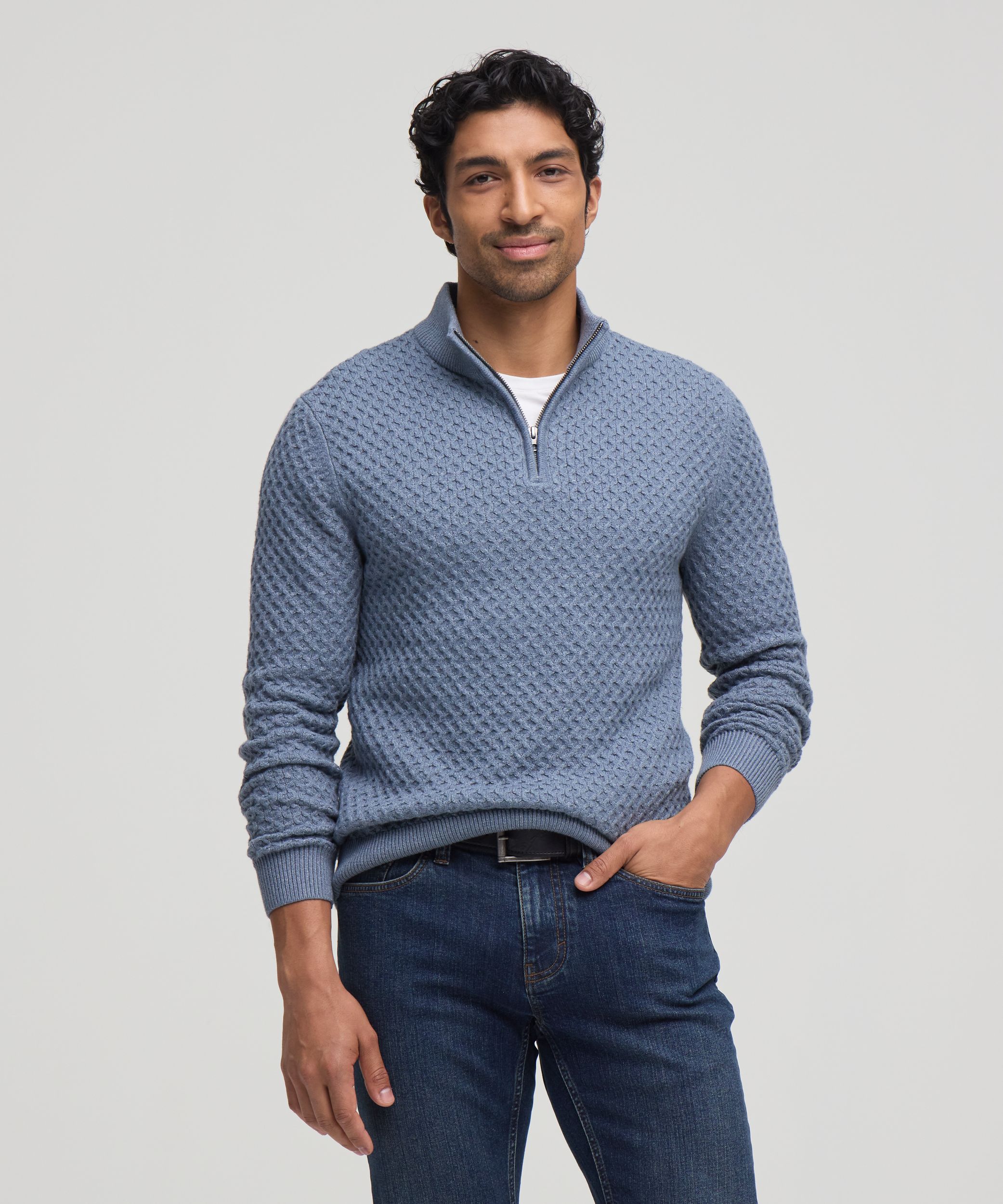 Denver Hayes Men's Knit 1/4 Zip Mockneck Sweater