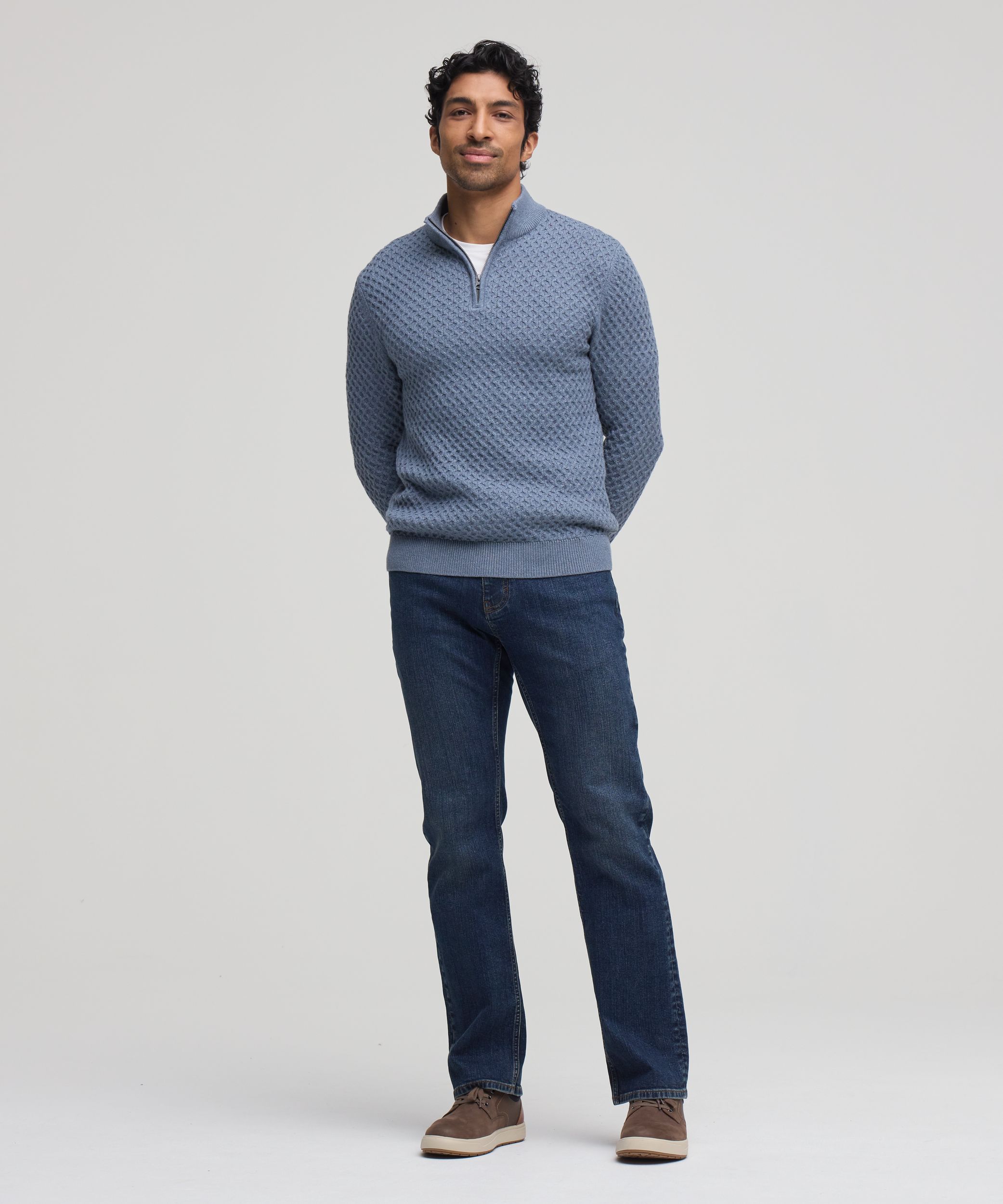 Denver Hayes Men's Knit 1/4 Zip Mockneck Sweater