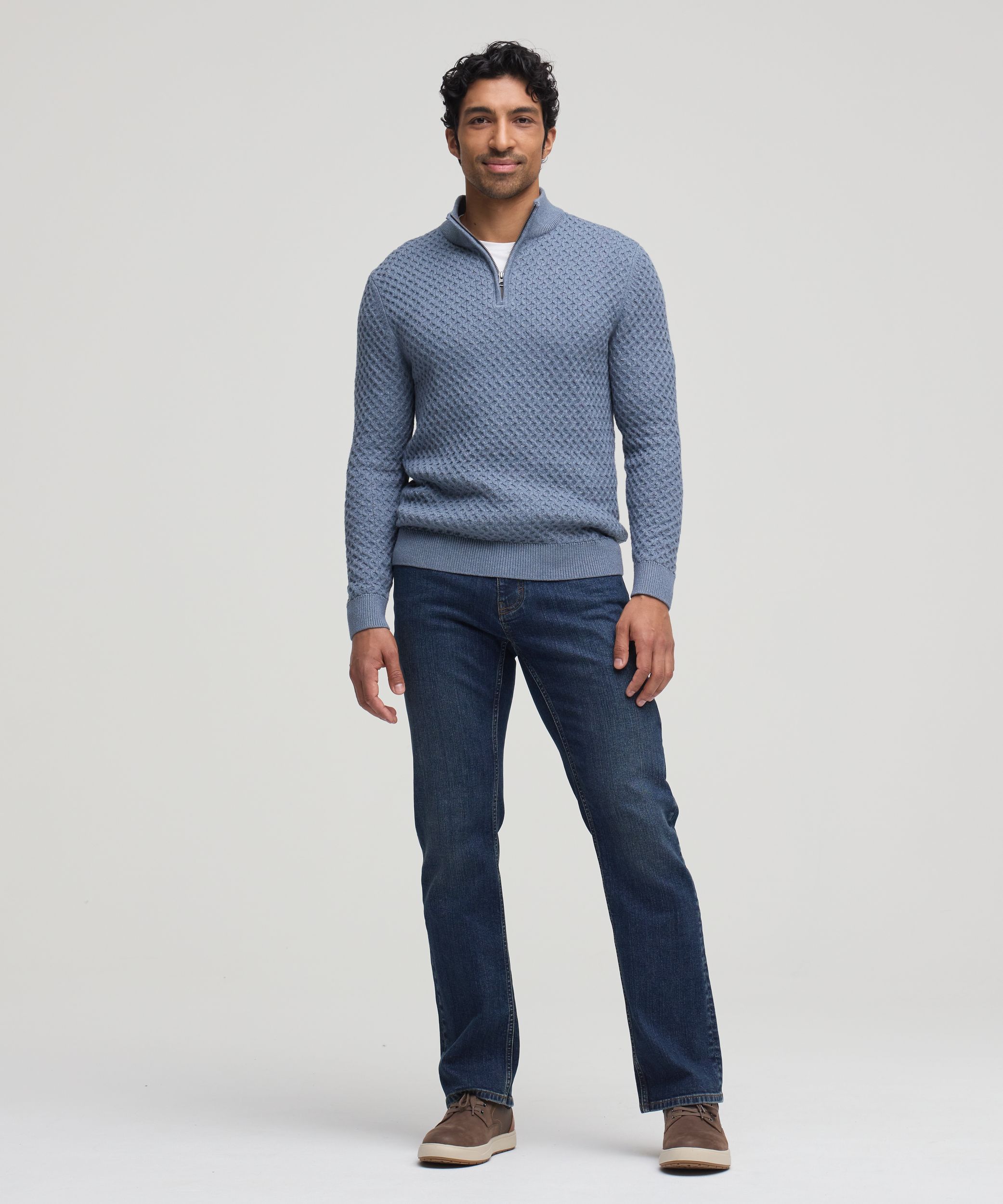 Denver Hayes Men's Knit 1/4 Zip Mockneck Sweater