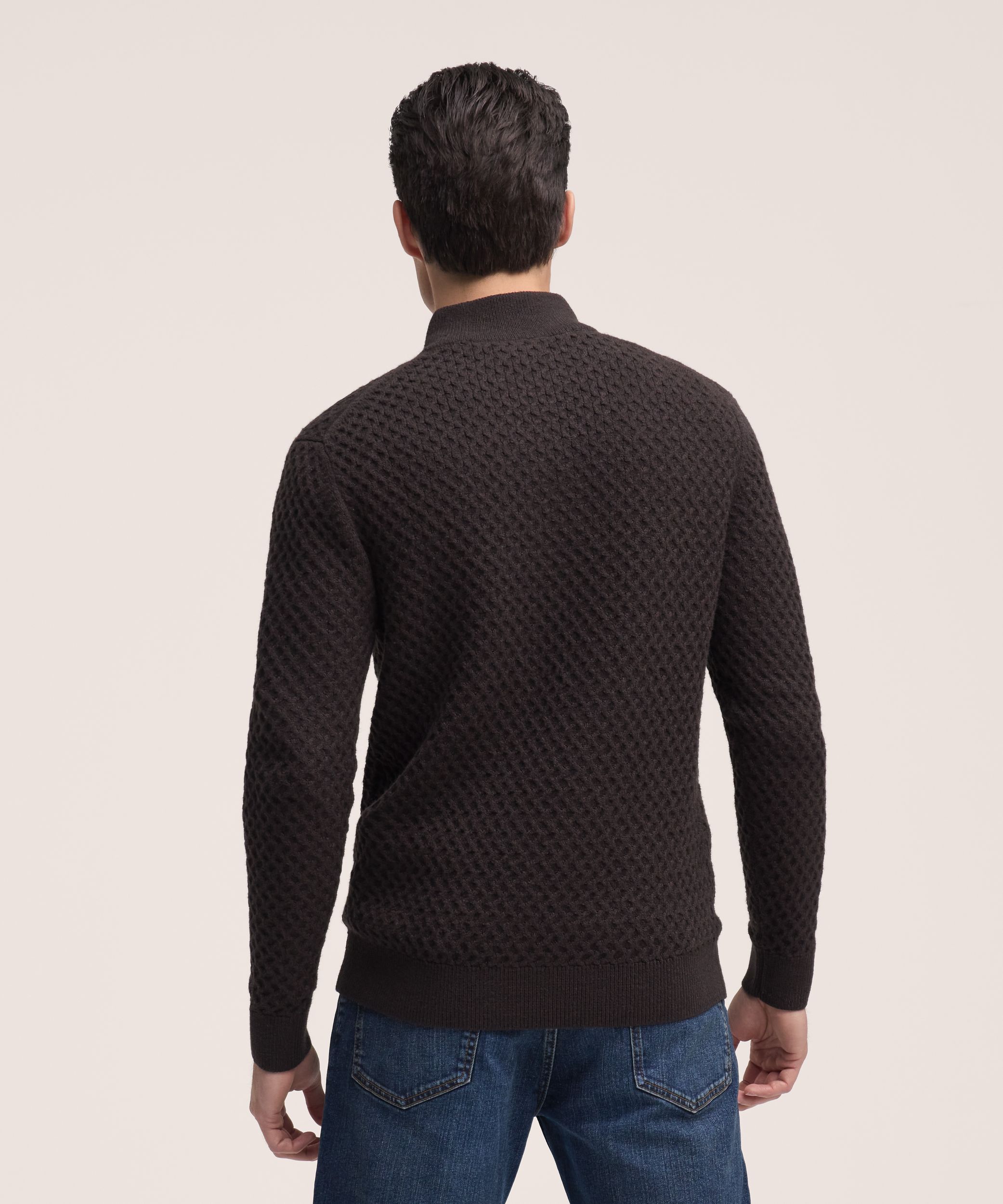 Chandail en tricot à col cheminée avec glissière 1/4 pour hommes, Denver Hayes