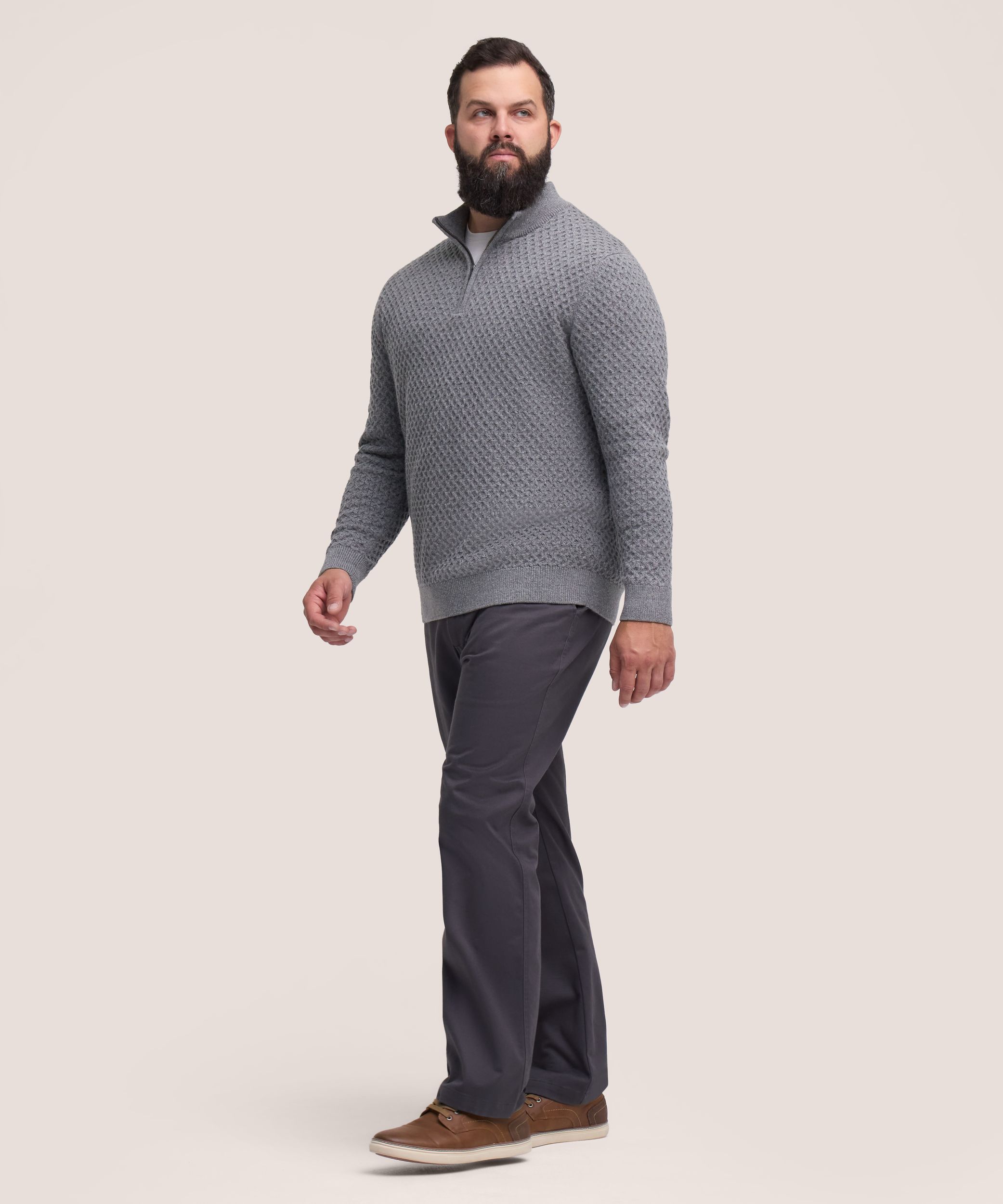 Denver Hayes Men's Knit 1/4 Zip Mockneck Sweater