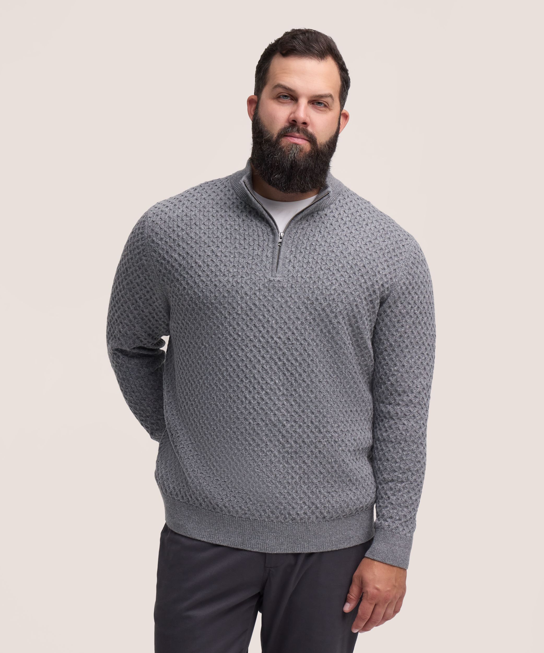 Denver Hayes Men's Knit 1/4 Zip Mockneck Sweater
