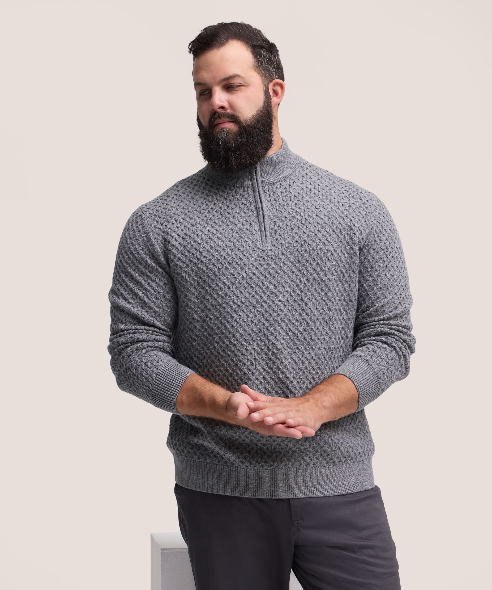 Denver Hayes Men's Knit 1/4 Zip Mockneck Sweater