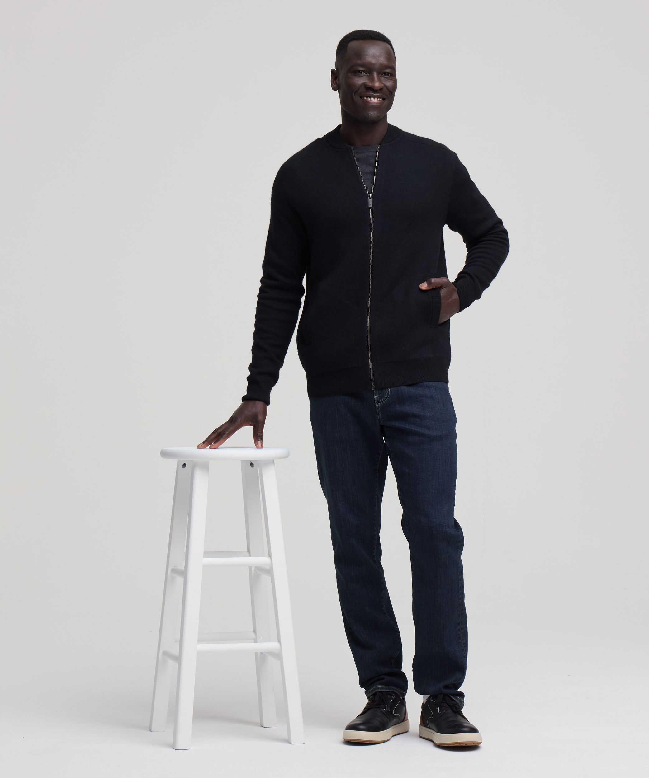 Denver Hayes Men's Doubleknit Full-Zip Bomber Jacket