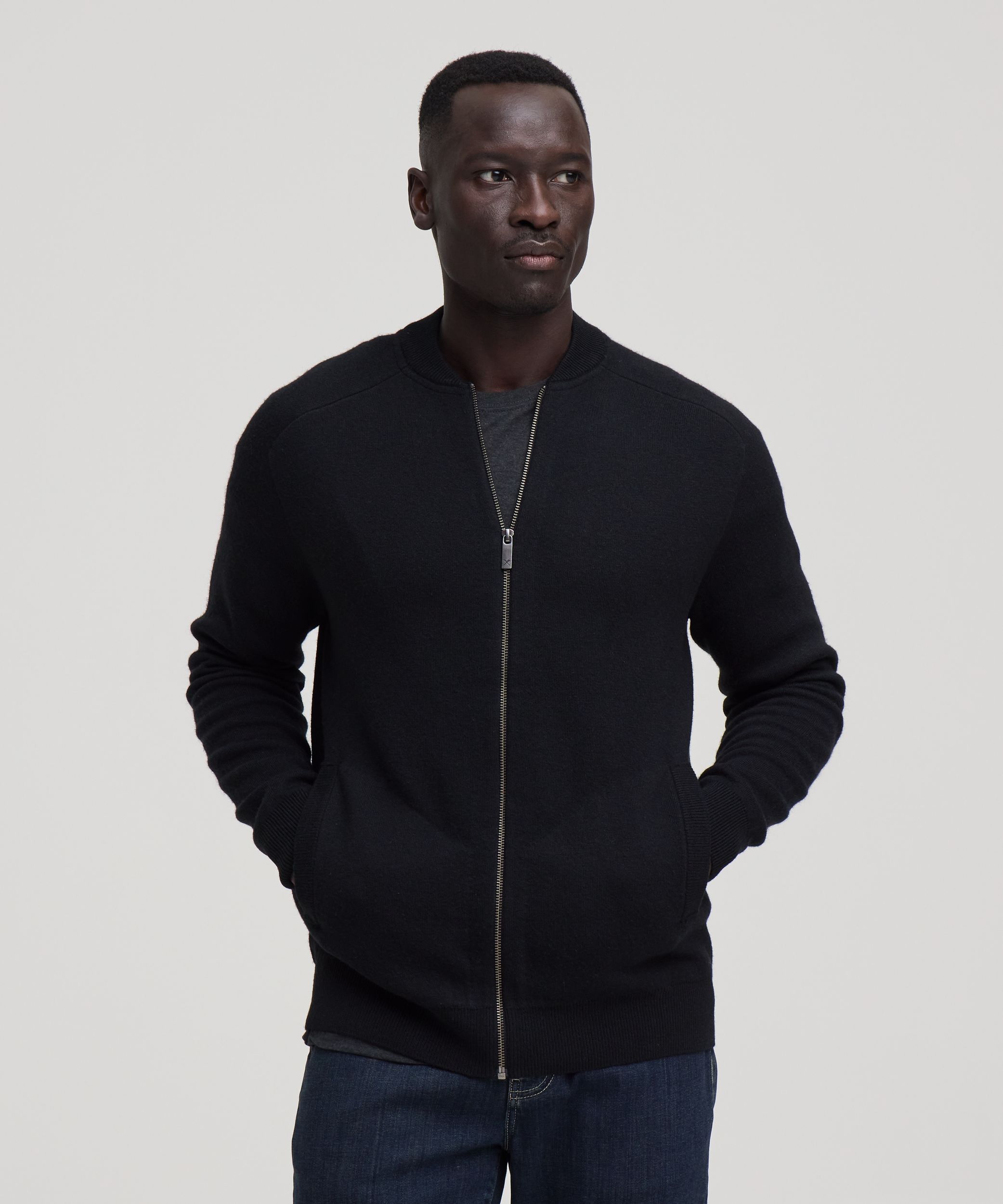 Denver Hayes Men's Doubleknit Full-Zip Bomber Jacket