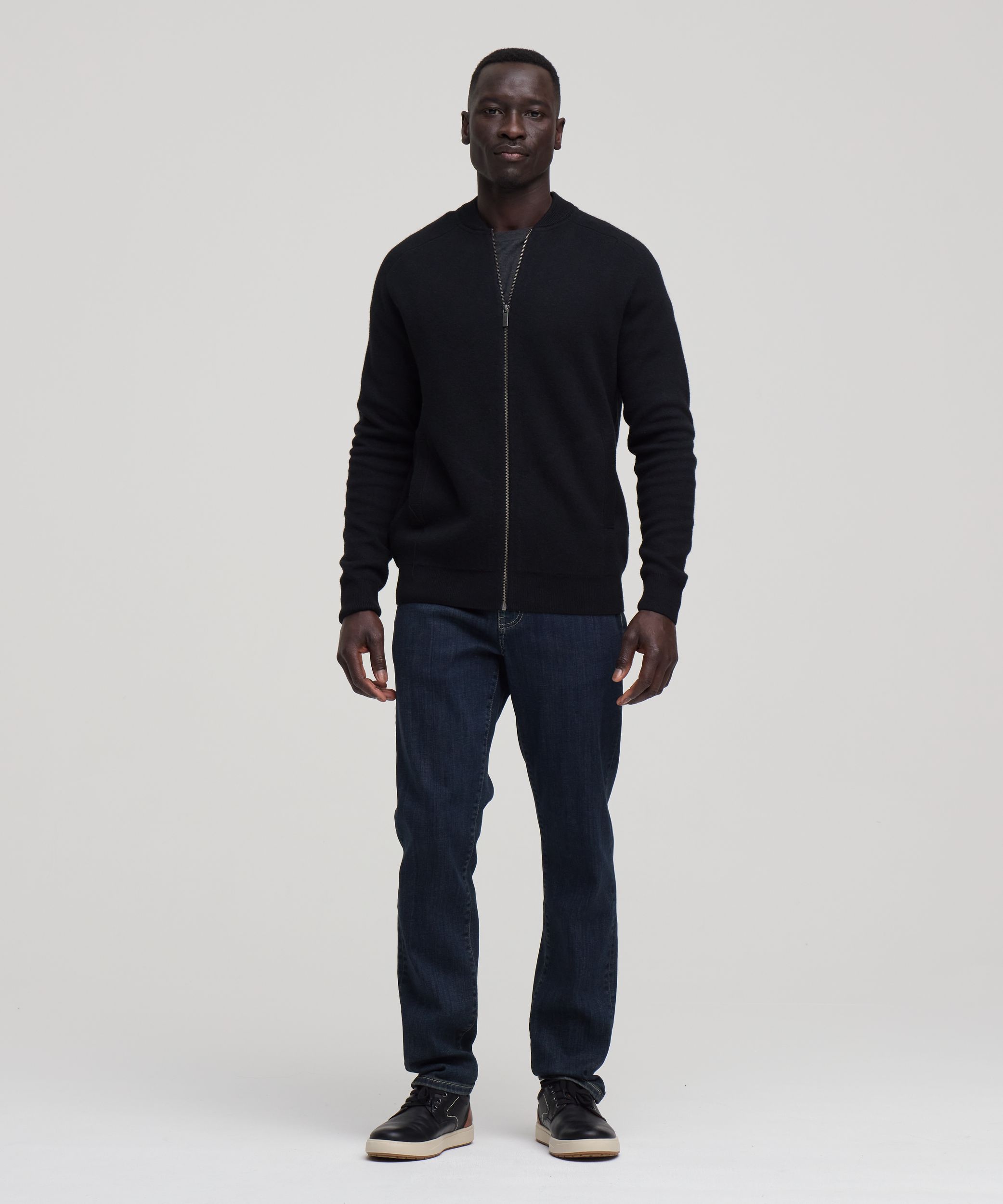 Denver Hayes Men's Doubleknit Full-Zip Bomber Jacket