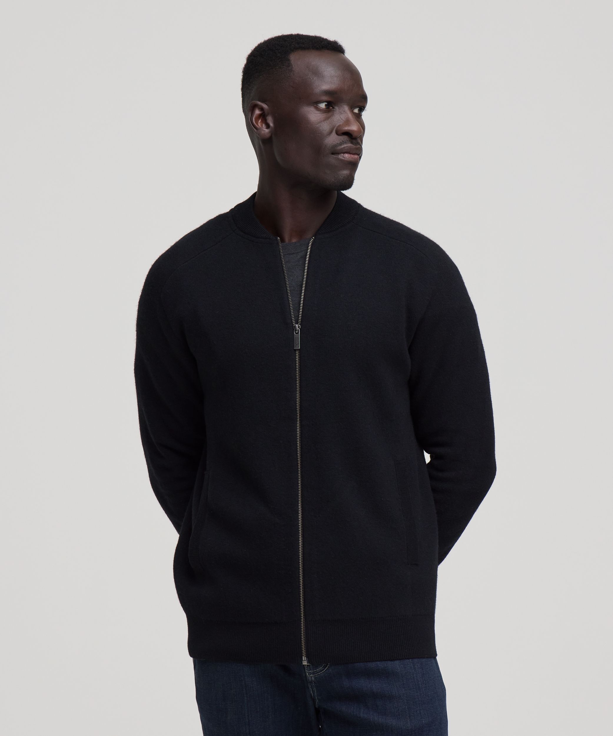 Denver Hayes Men's Doubleknit Full-Zip Bomber Jacket