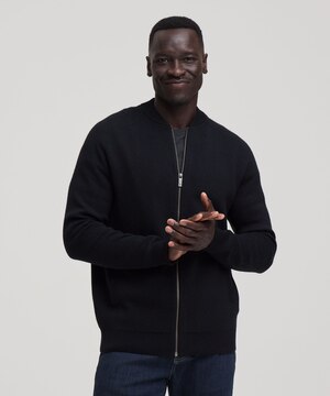 Denver Hayes Men's Doubleknit Full-Zip Bomber Jacket