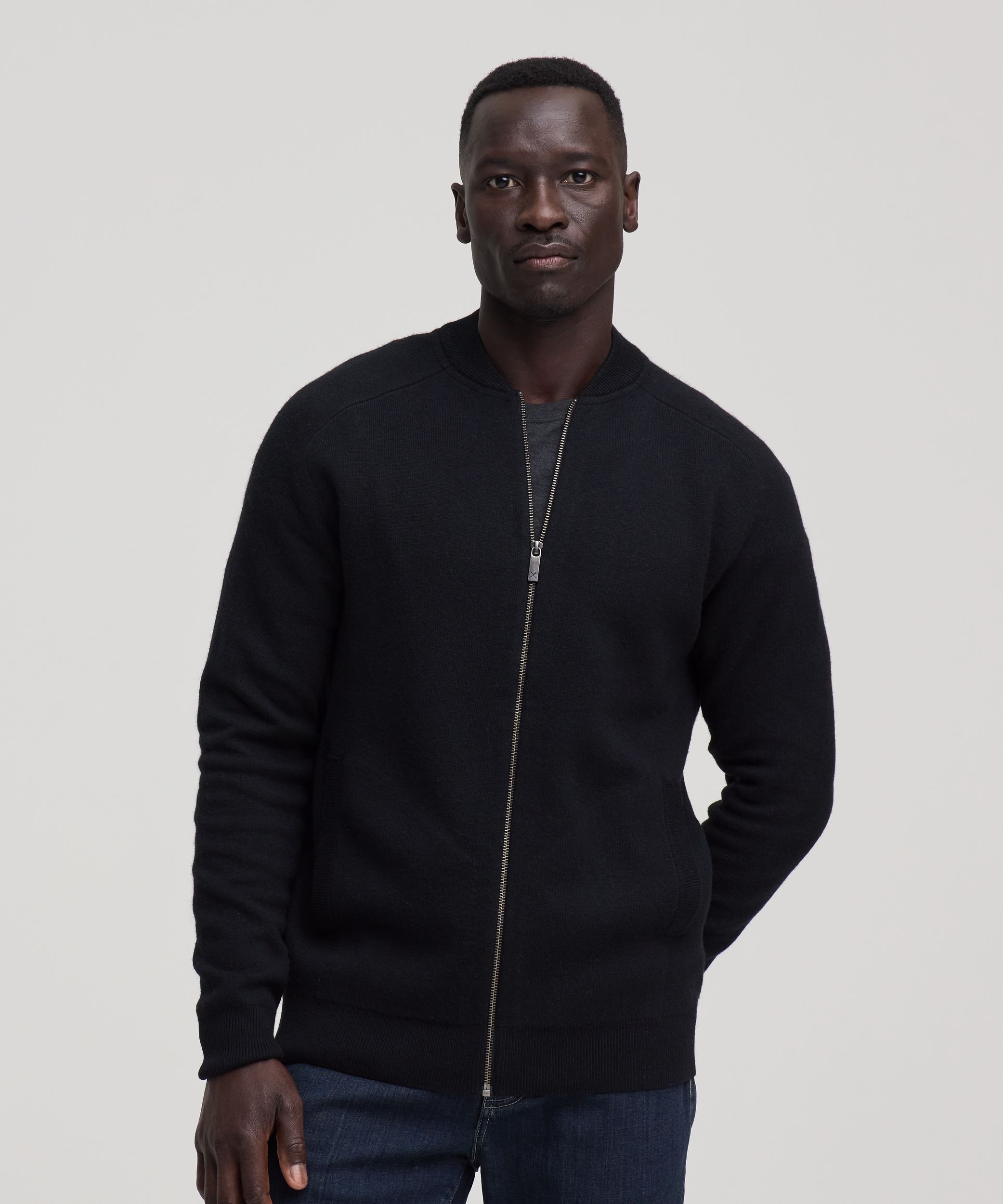 Denver Hayes Men's Doubleknit Full-Zip Bomber Jacket
