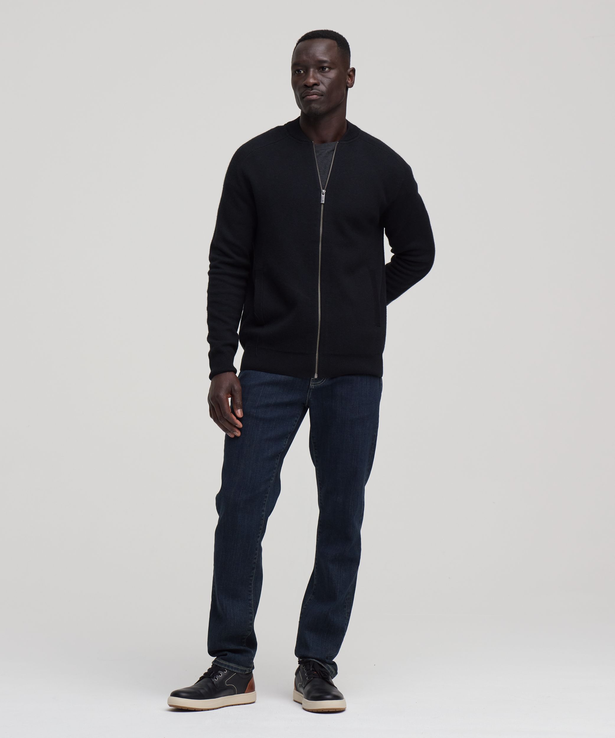 Denver Hayes Men's Doubleknit Full-Zip Bomber Jacket