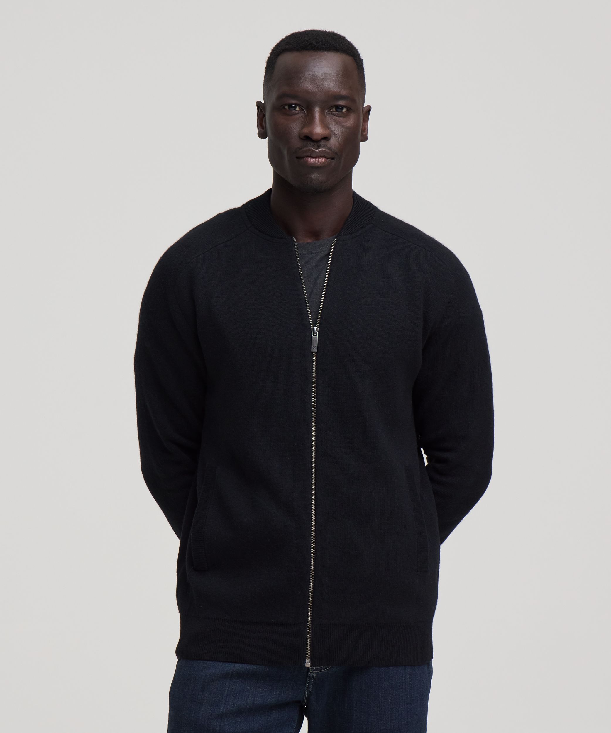 Denver Hayes Men's Doubleknit Full-Zip Bomber Jacket