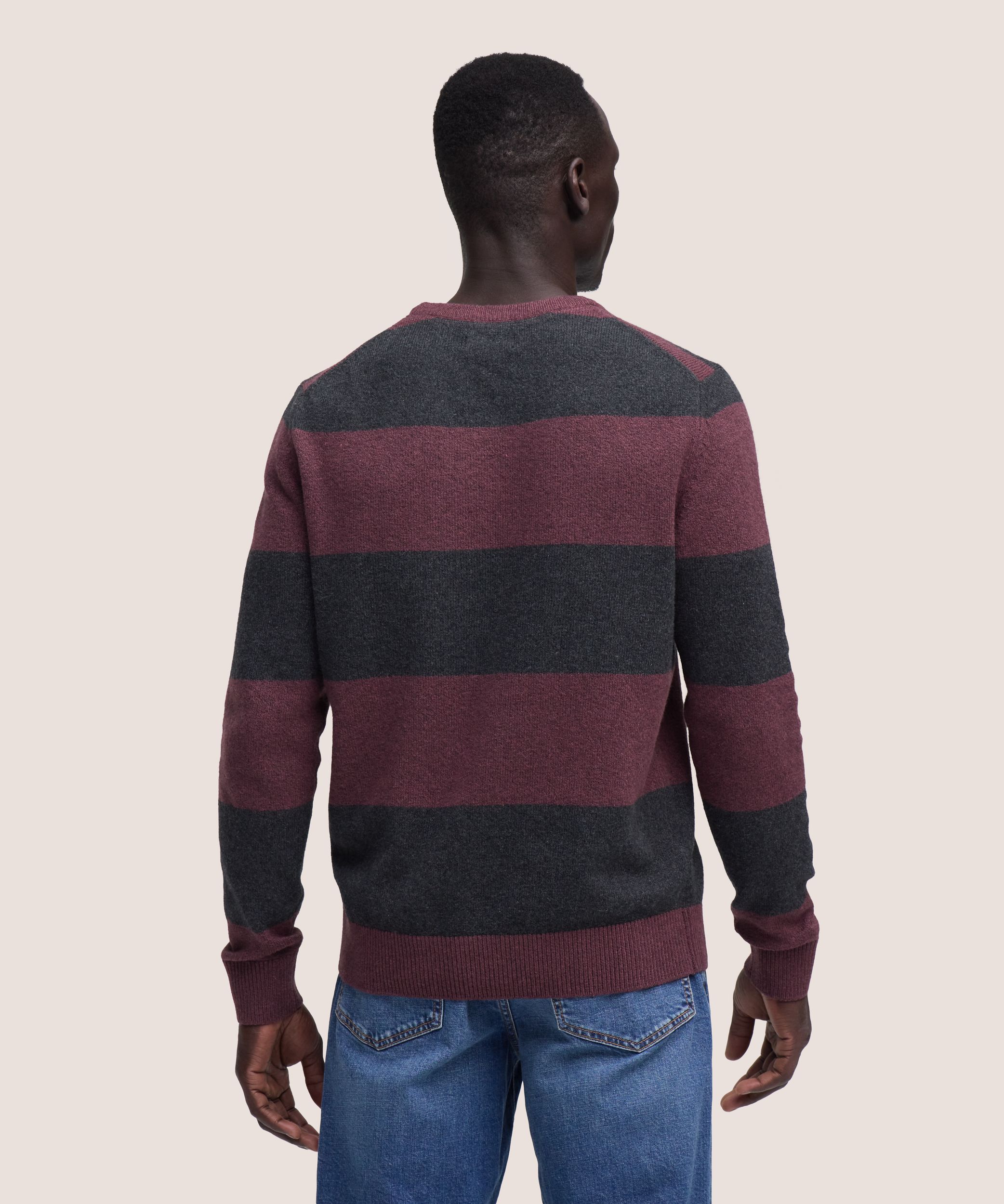 Denver Hayes Men's Lofty Knit Stripe Crewneck Sweater
