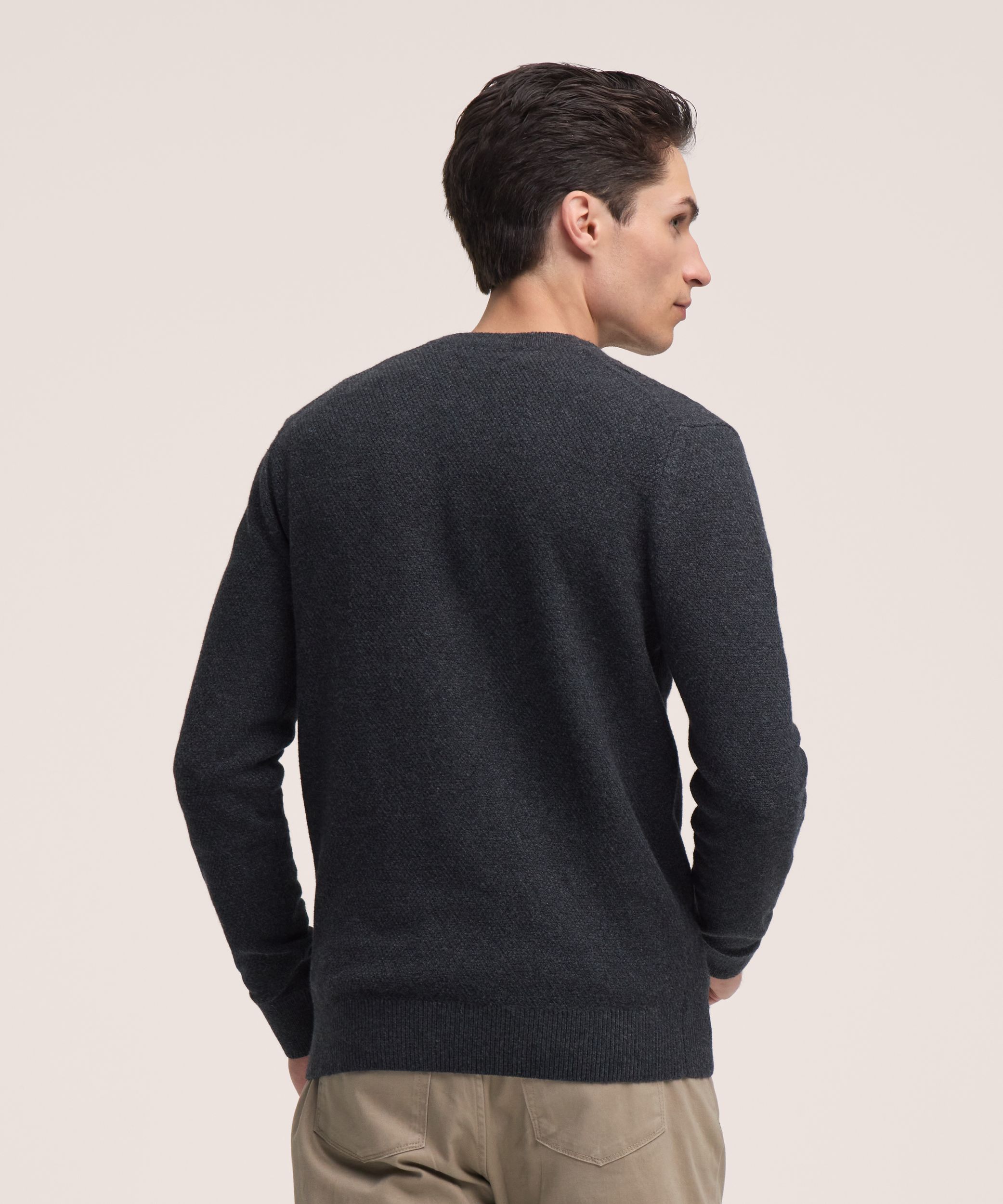 Denver Hayes Men's Lofty knit Cable Crewneck Sweater