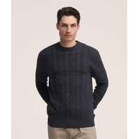 Denver Hayes Men's Lofty knit Cable Crewneck Sweater