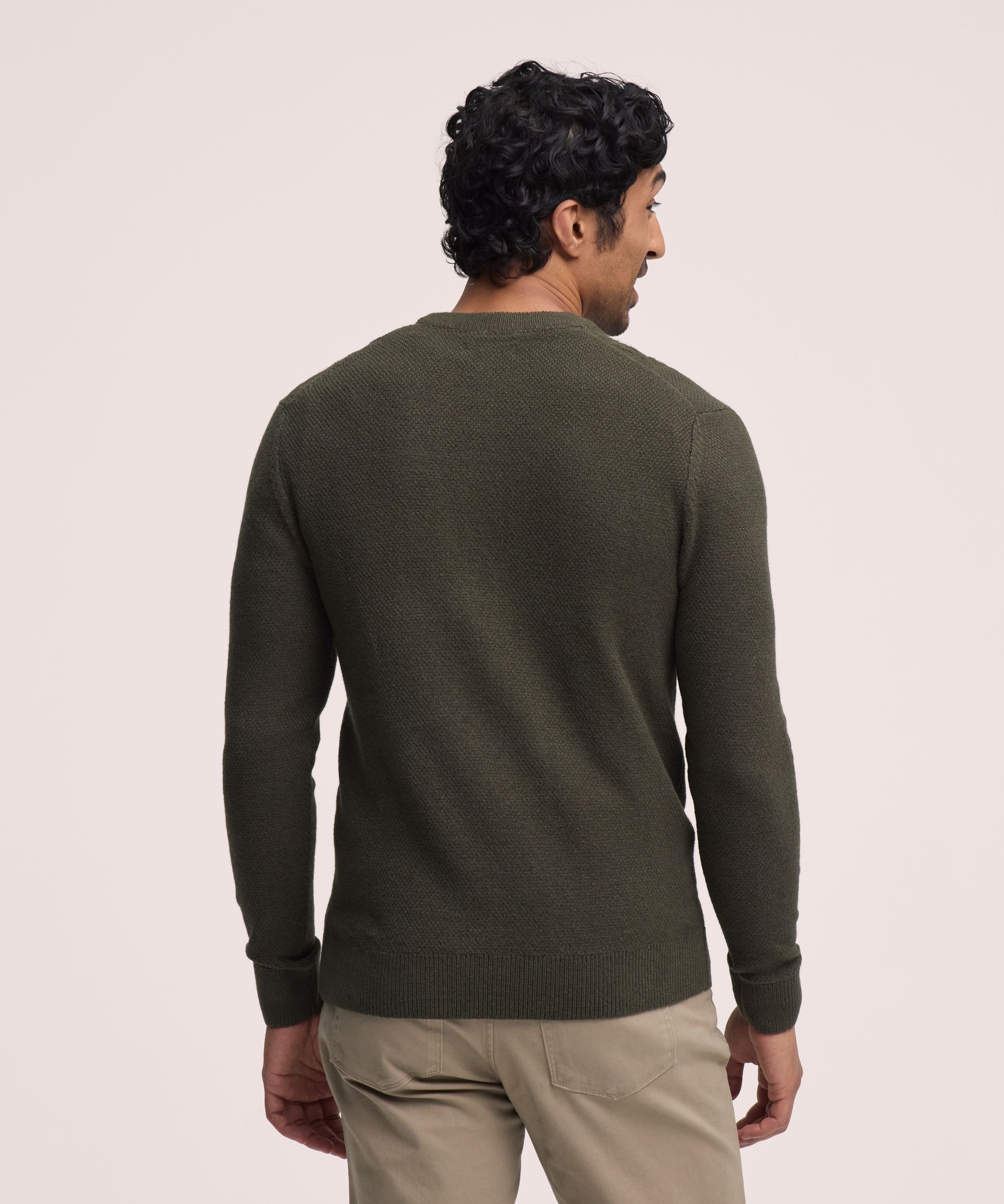 Chandail à col ras du cou en tricot gonflant torsadé pour hommes, Denver Hayes