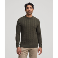 Denver Hayes Men's Lofty knit Cable Crewneck Sweater