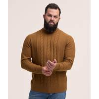 Chandail à col ras du cou en tricot gonflant torsadé pour hommes, Denver Hayes