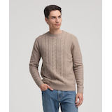 Denver Hayes Men's Lofty knit Cable Crewneck Sweater