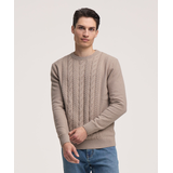 Chandail à col ras du cou en tricot gonflant torsadé pour hommes, Denver Hayes