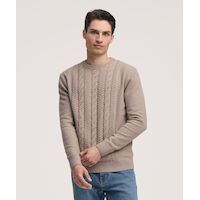 Chandail à col ras du cou en tricot gonflant torsadé pour hommes, Denver Hayes
