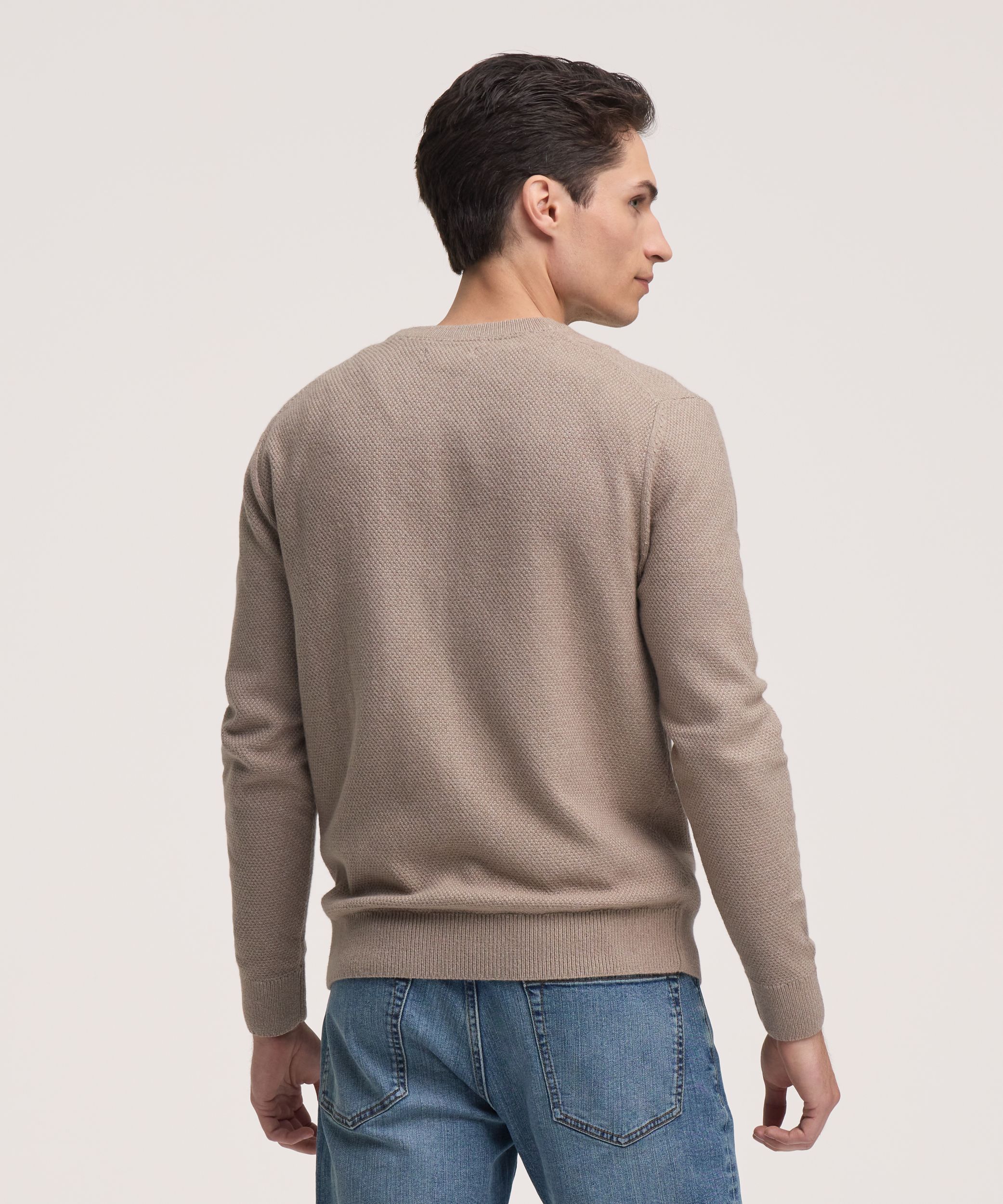 Chandail à col ras du cou en tricot gonflant torsadé pour hommes, Denver Hayes