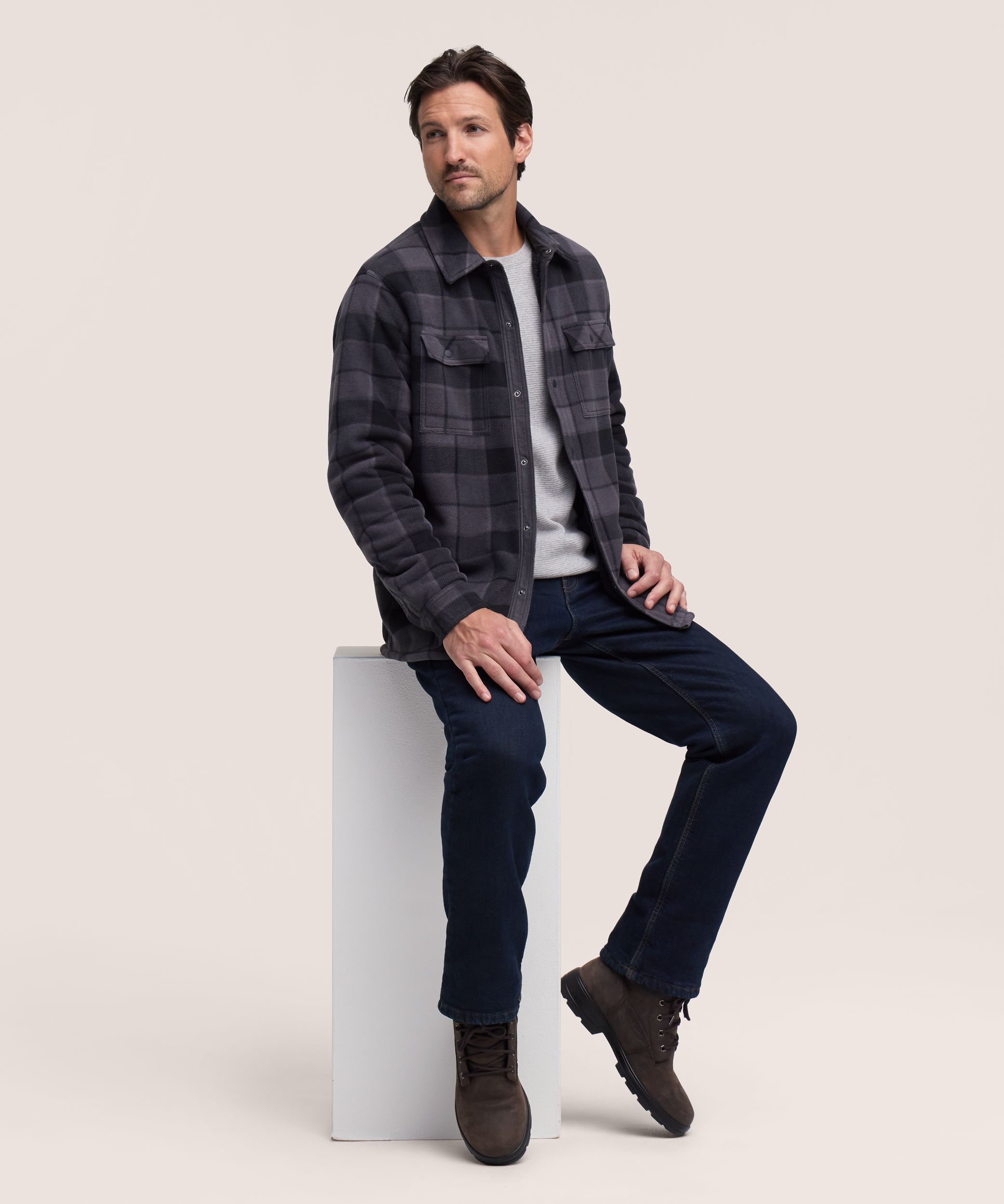 WindRiver Men's Fleece T-Max Sherpa Lined Shirt Jacket