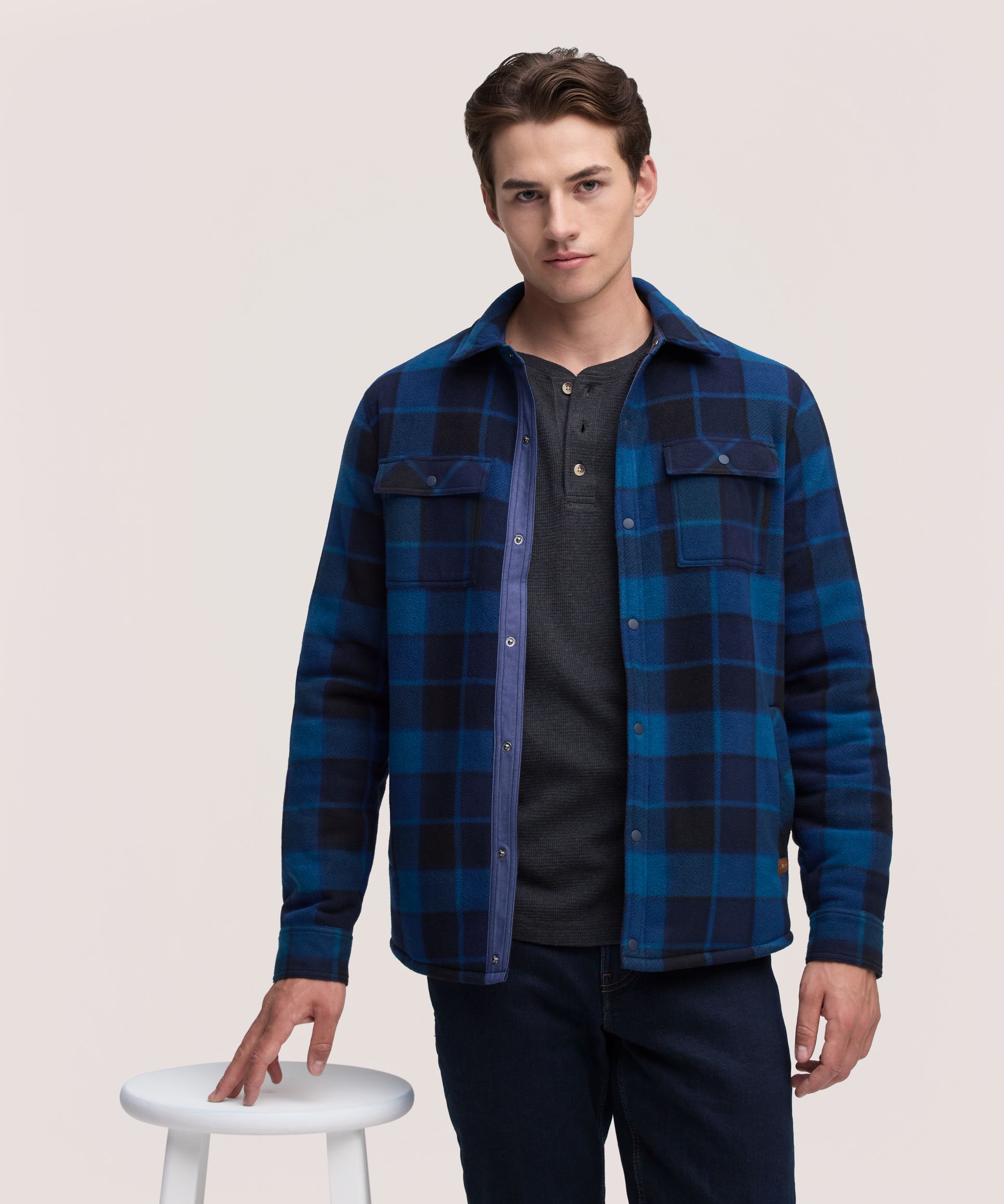 Chemise-veste en molleton avec doublure en sherpa T-MAX pour hommes, WindRiver