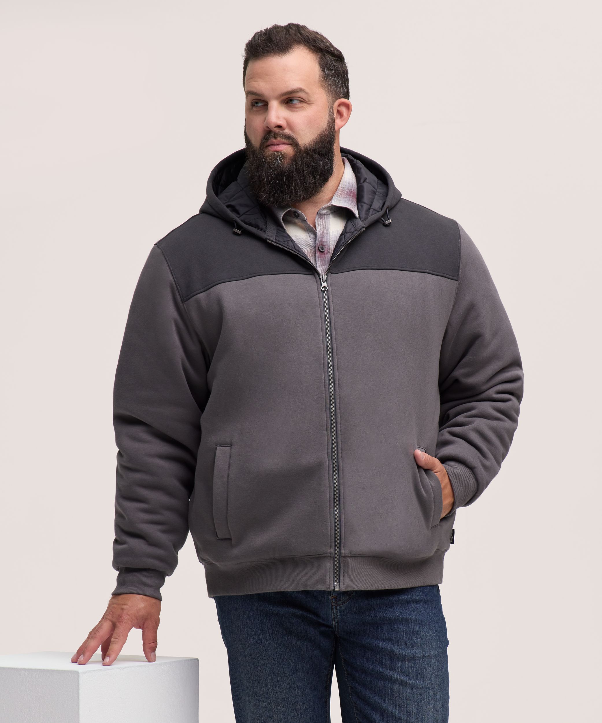 Chandail à capuche isolé en molleton avec glissière pleine longueur T-MAX pour hommes, WindRiver