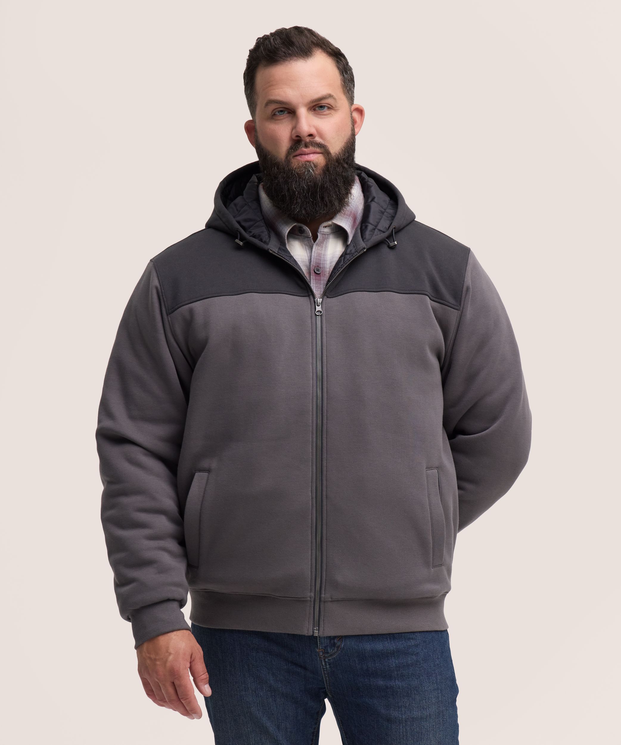 Chandail à capuche isolé en molleton avec glissière pleine longueur T-MAX pour hommes, WindRiver
