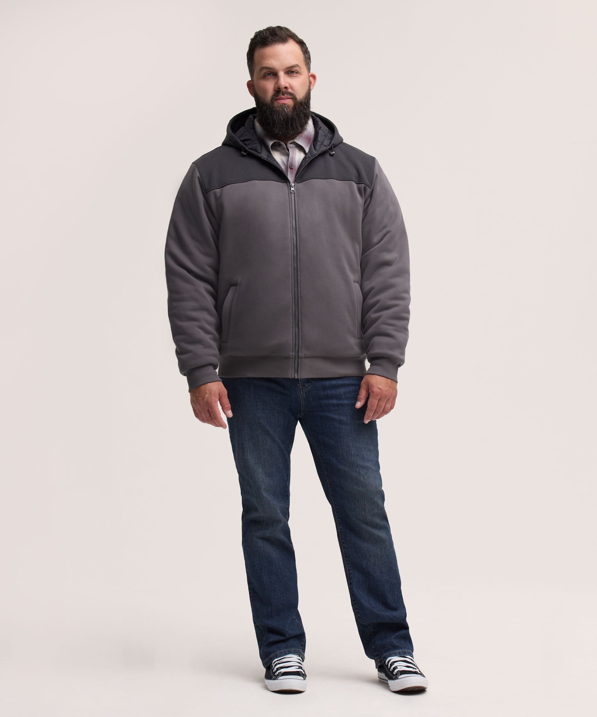Chandail à capuche isolé en molleton avec glissière pleine longueur T-MAX pour hommes, WindRiver