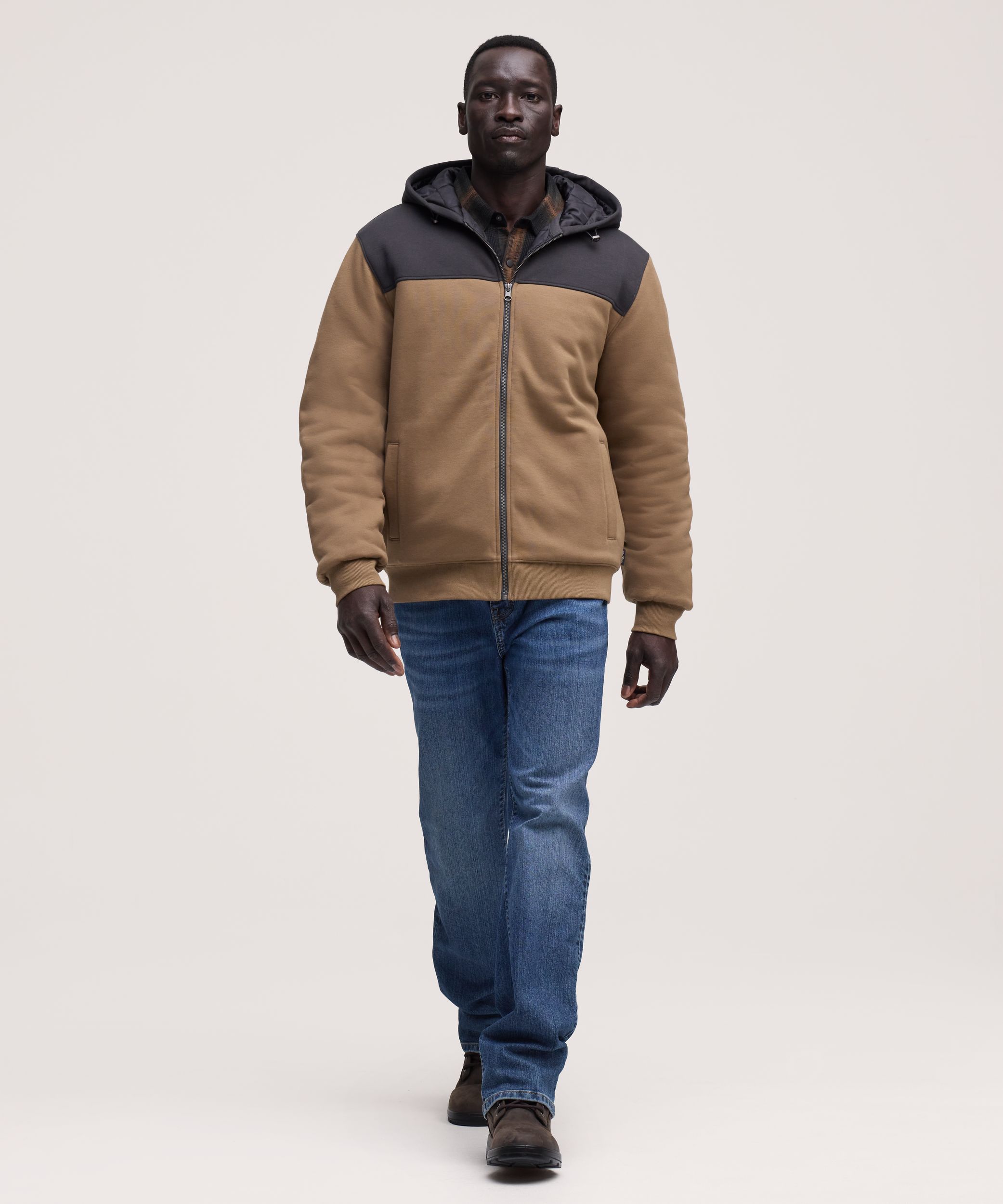 Chandail à capuche isolé en molleton avec glissière pleine longueur T-MAX pour hommes, WindRiver