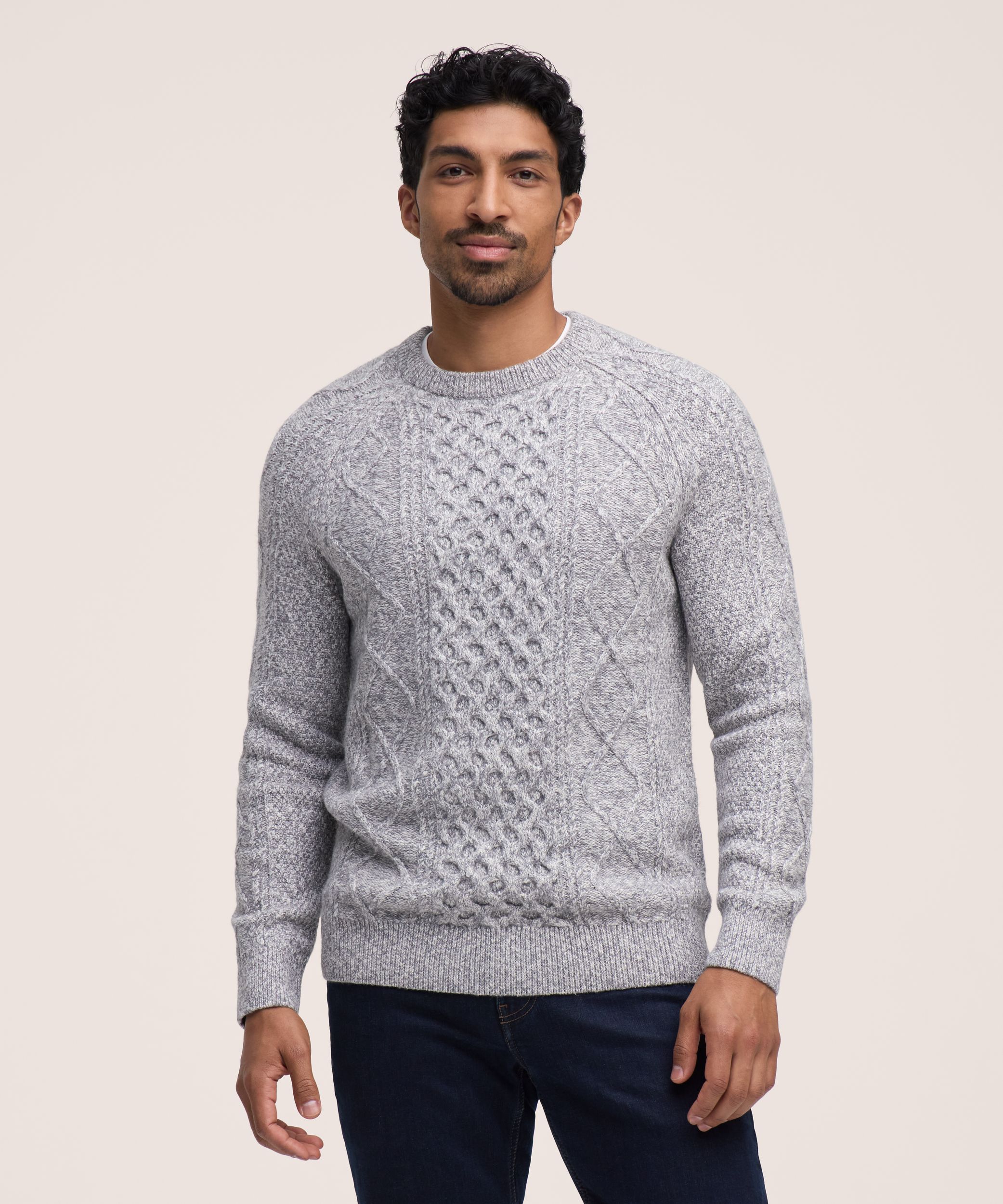 WindRiver Men's Cable Crewneck Sweater