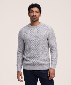 Chandail à col ras du cou en tricot torsadé pour hommes, WindRiver
