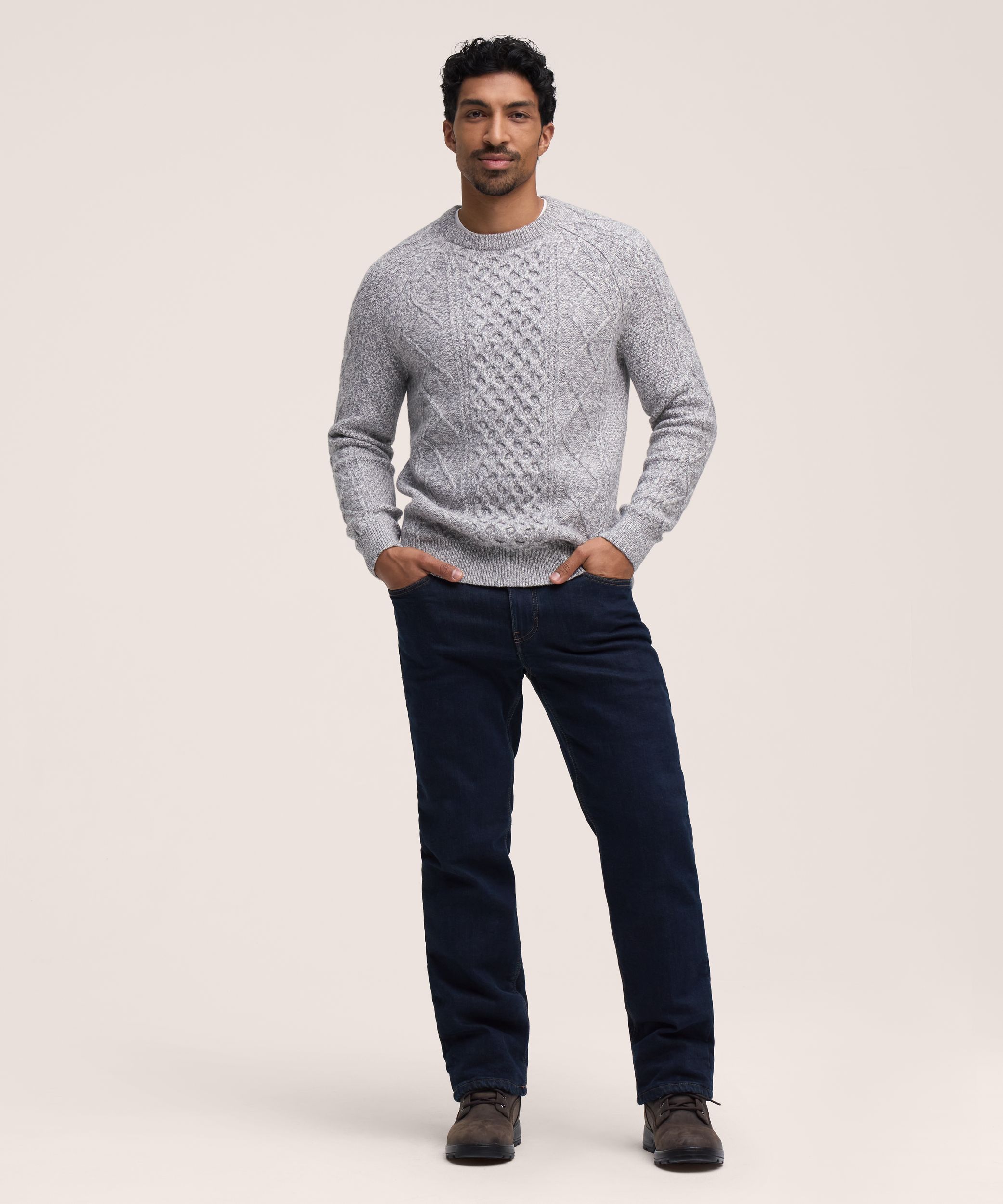 WindRiver Men's Cable Crewneck Sweater