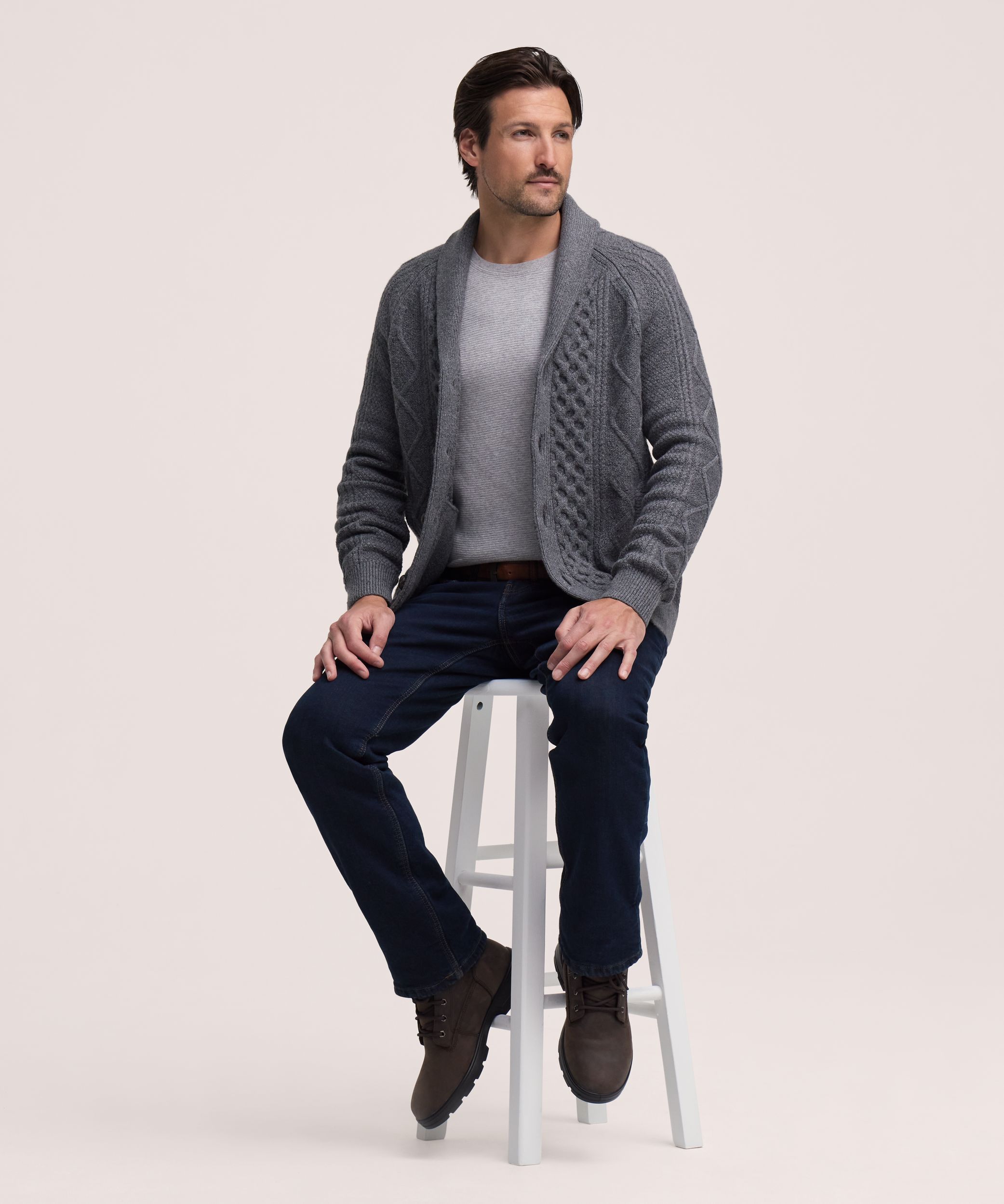 WindRiver Men's Cable Cardigan Sweater