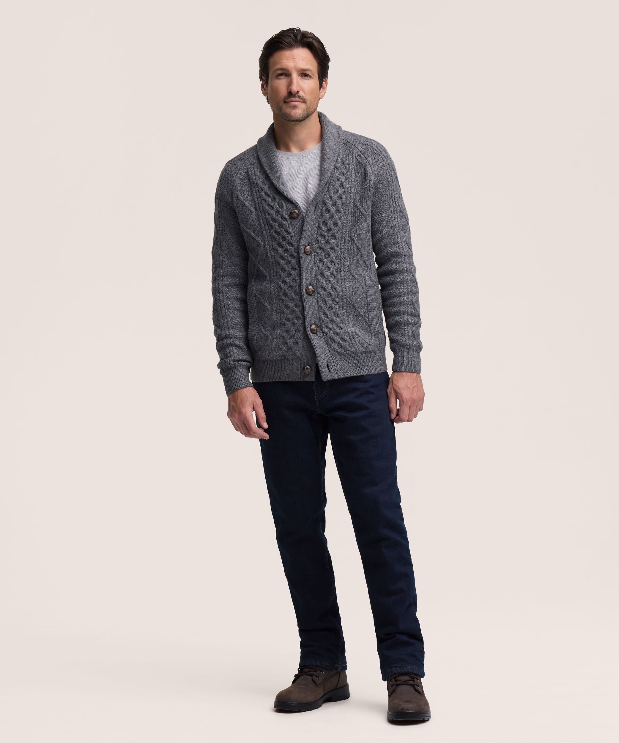 WindRiver Men's Cable Cardigan Sweater