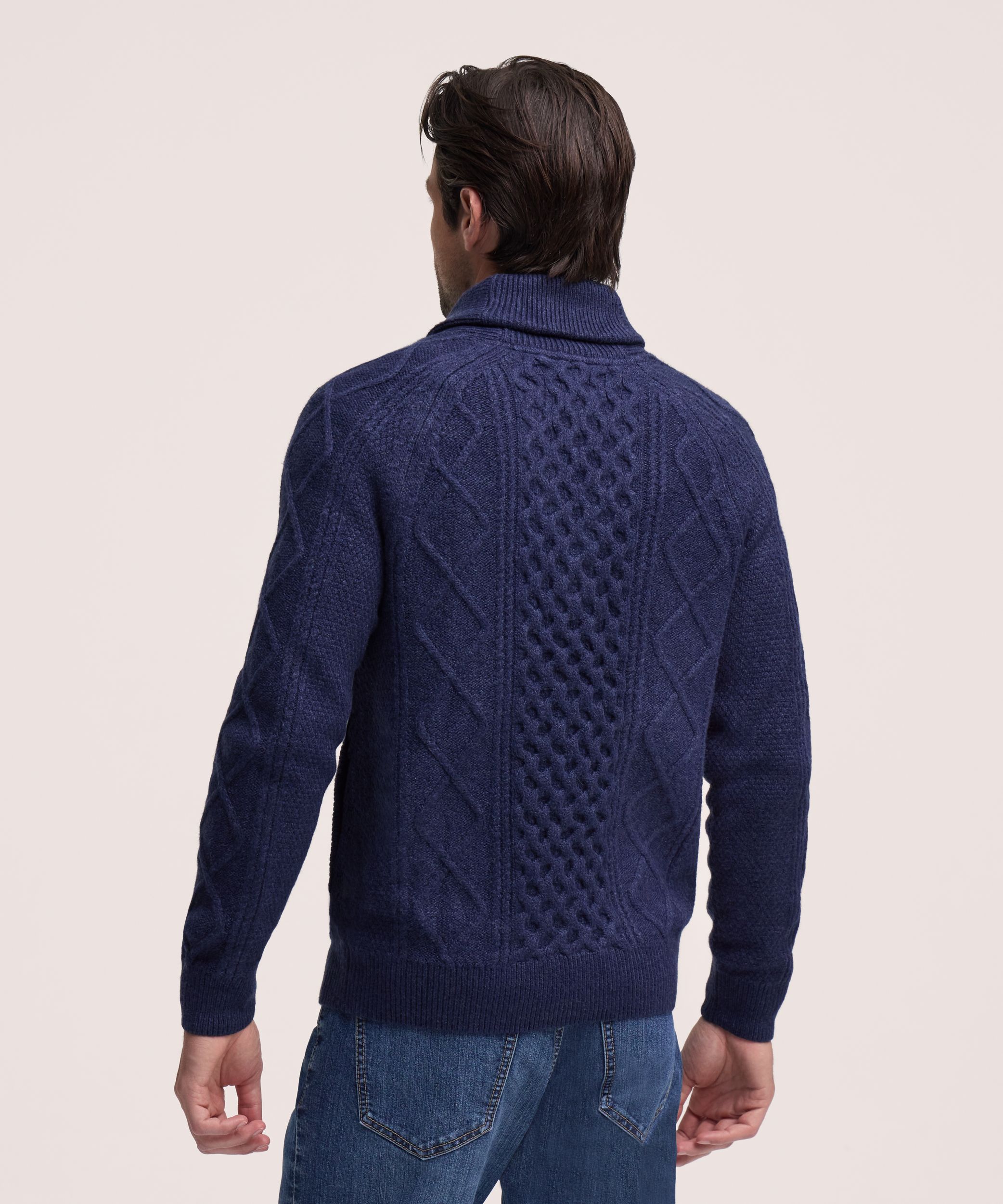 Chandail cardigan en tricot torsadé pour hommes, WindRiver