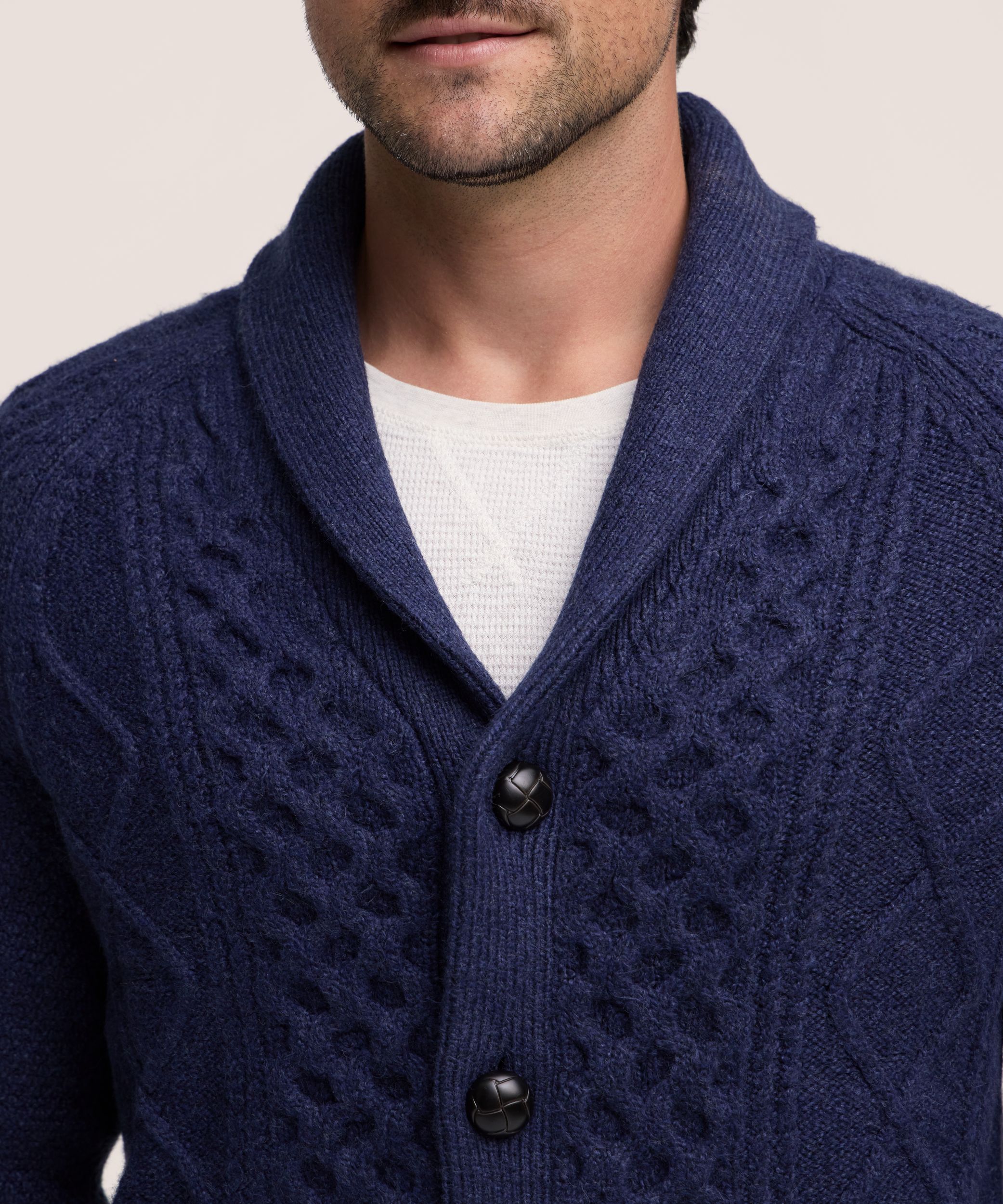 Chandail cardigan en tricot torsadé pour hommes, WindRiver