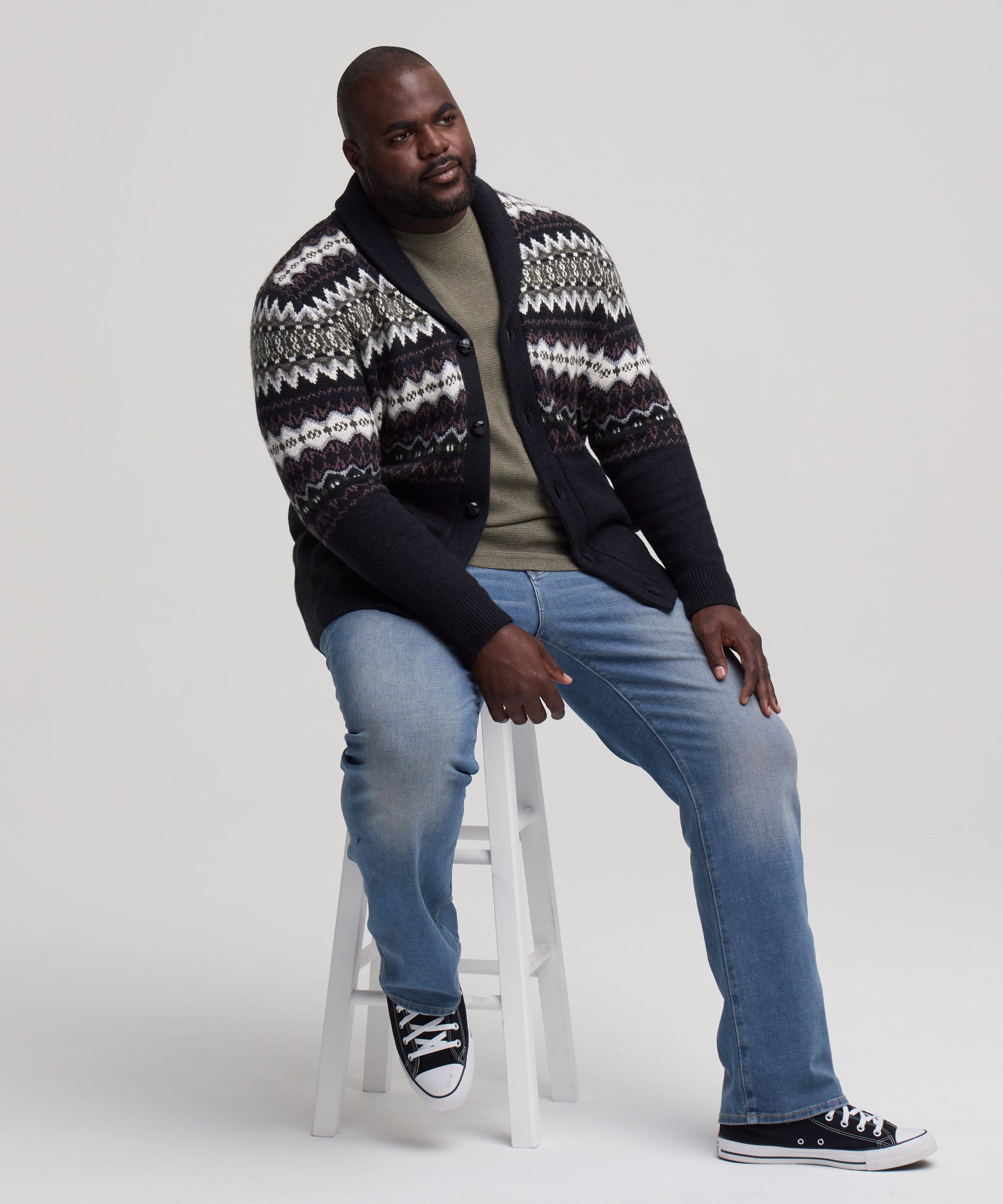 WindRiver Men's Fair Isle Cardigan Sweater