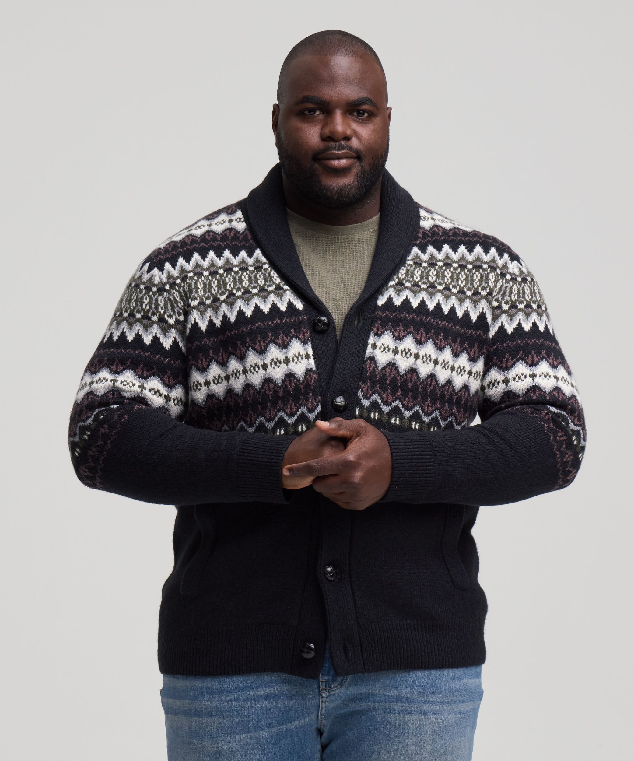 WindRiver Men's Fair Isle Cardigan Sweater