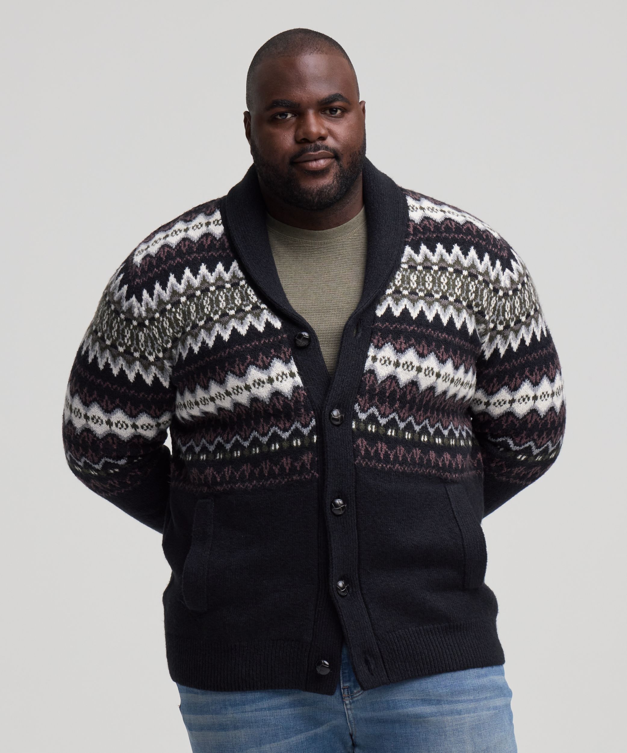 WindRiver Men's Fair Isle Cardigan Sweater