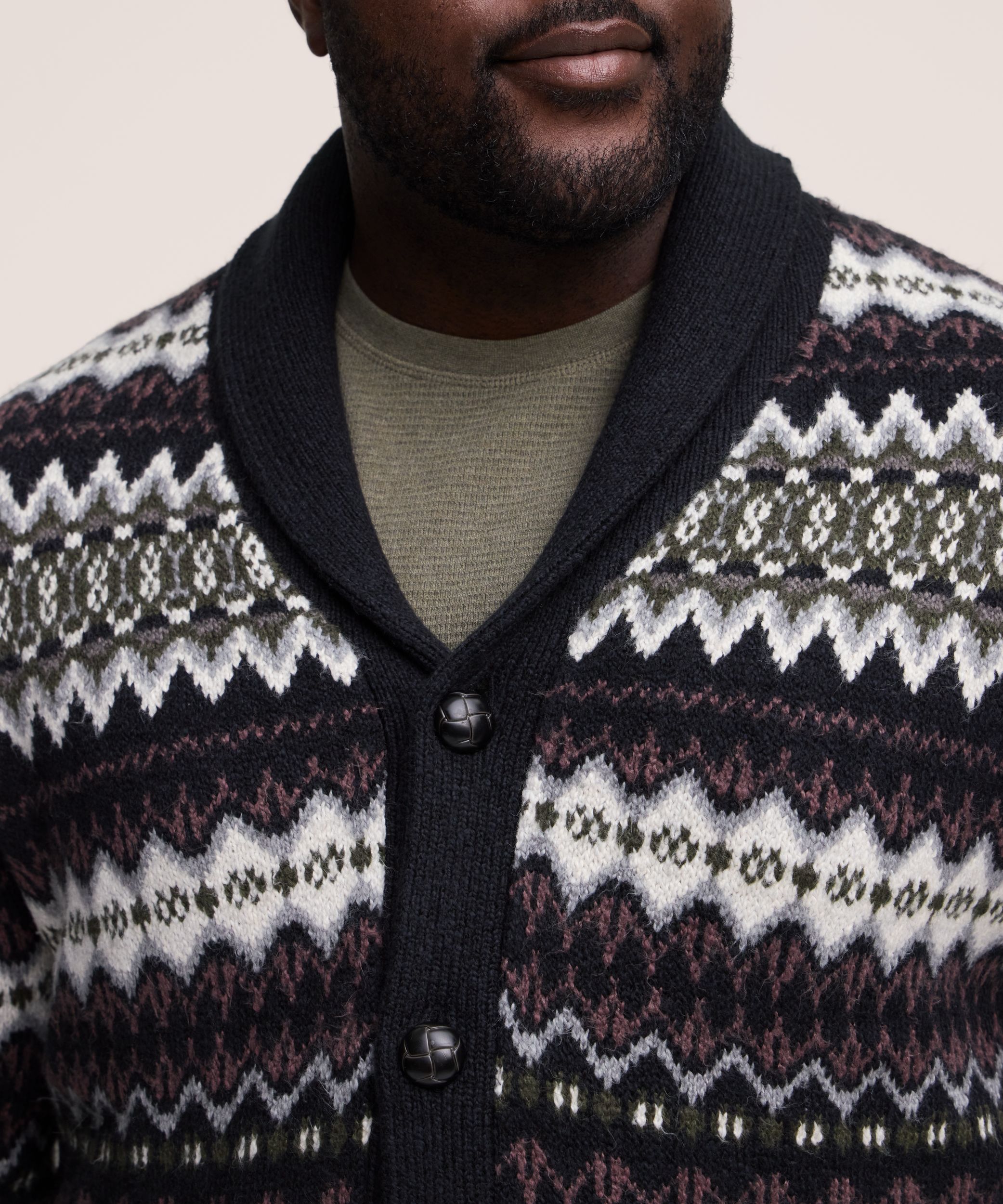 WindRiver Men's Fair Isle Cardigan Sweater