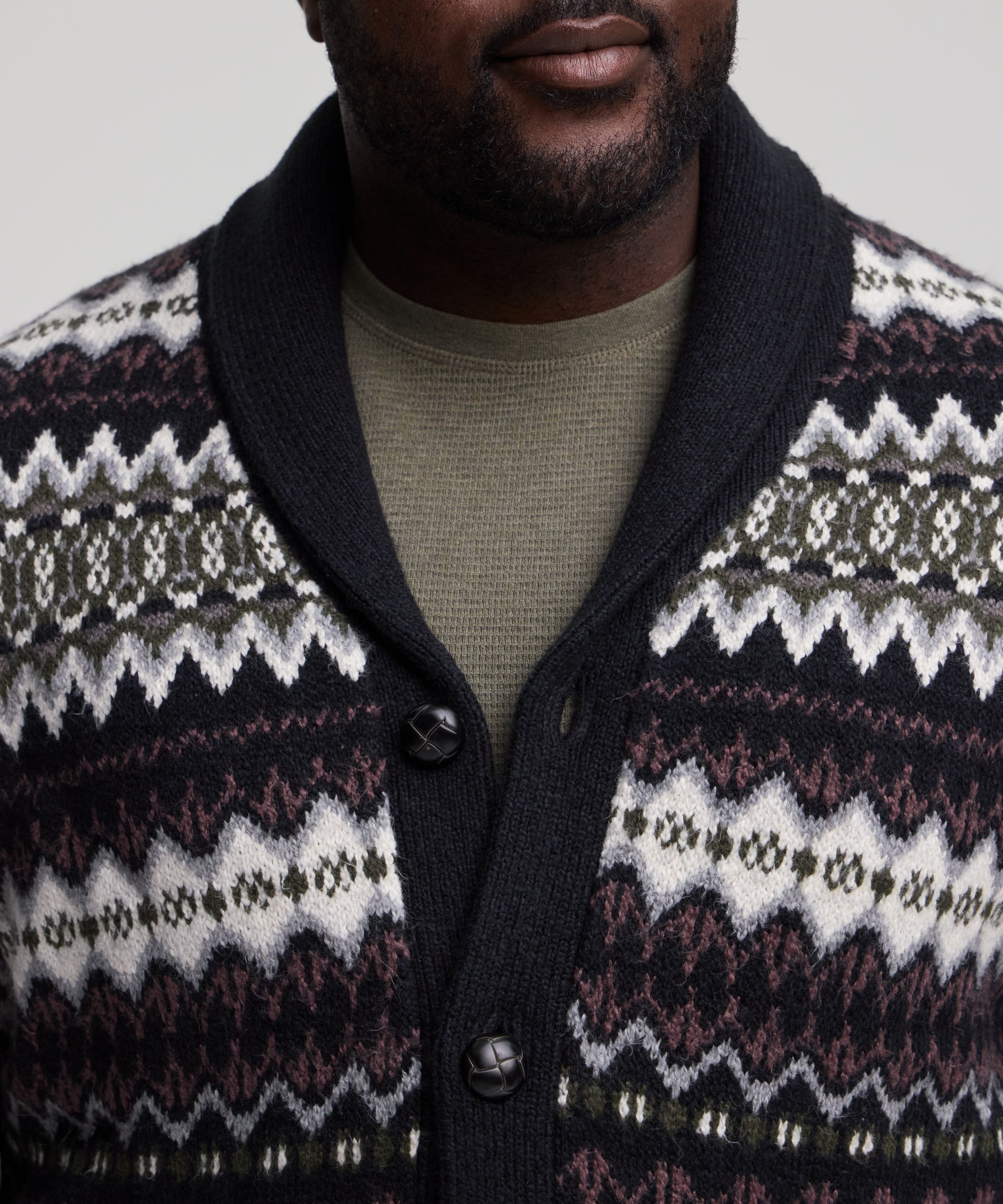 WindRiver Men's Fair Isle Cardigan Sweater