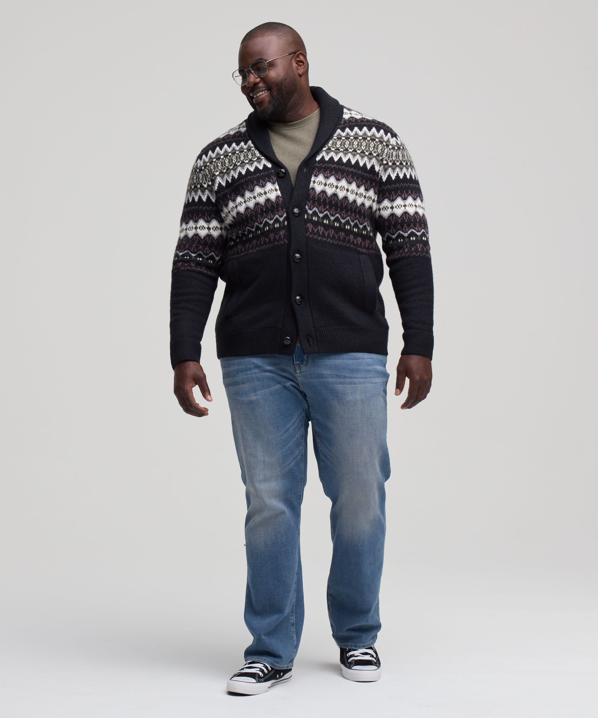 WindRiver Men's Fair Isle Cardigan Sweater