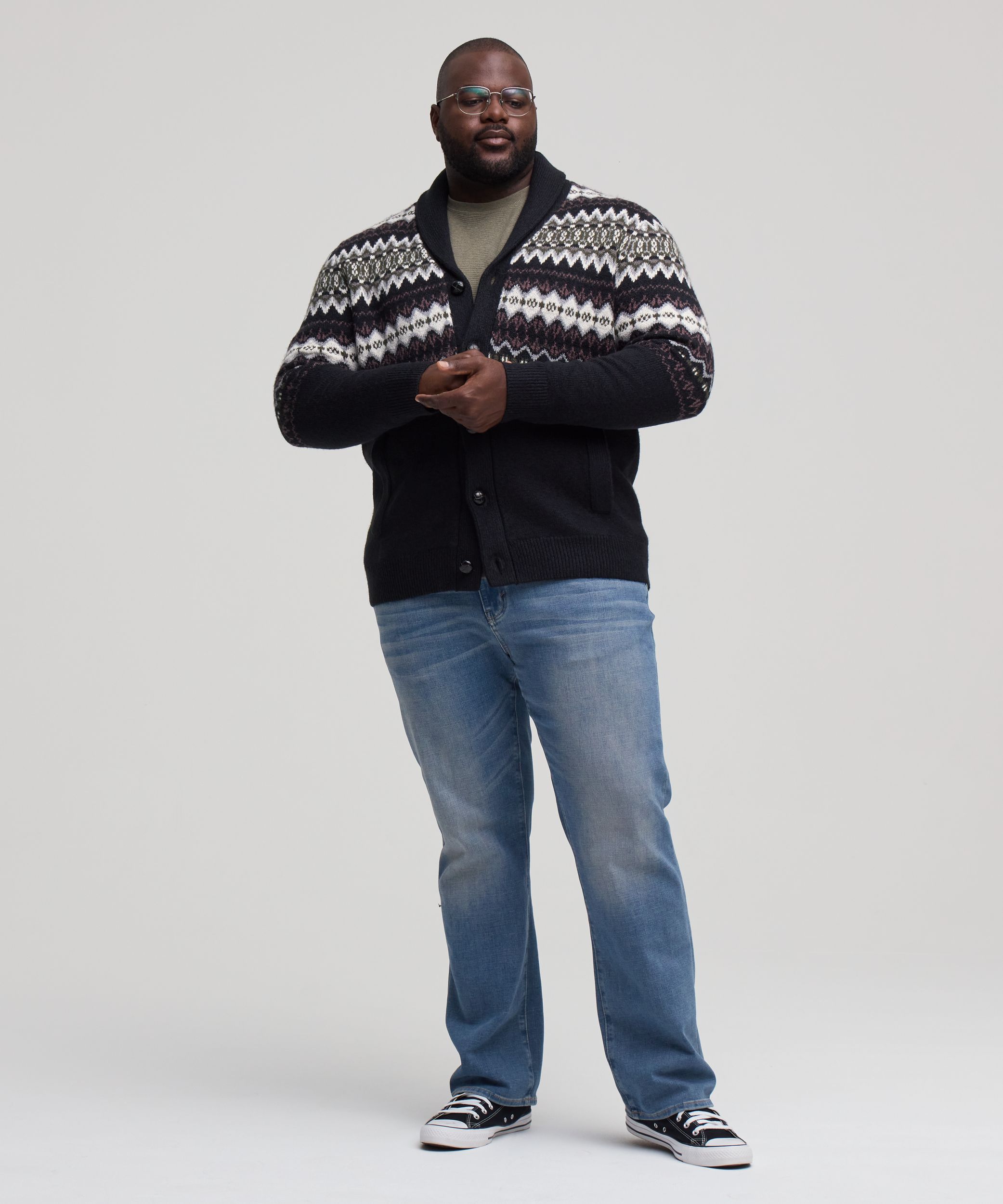 WindRiver Men's Fair Isle Cardigan Sweater
